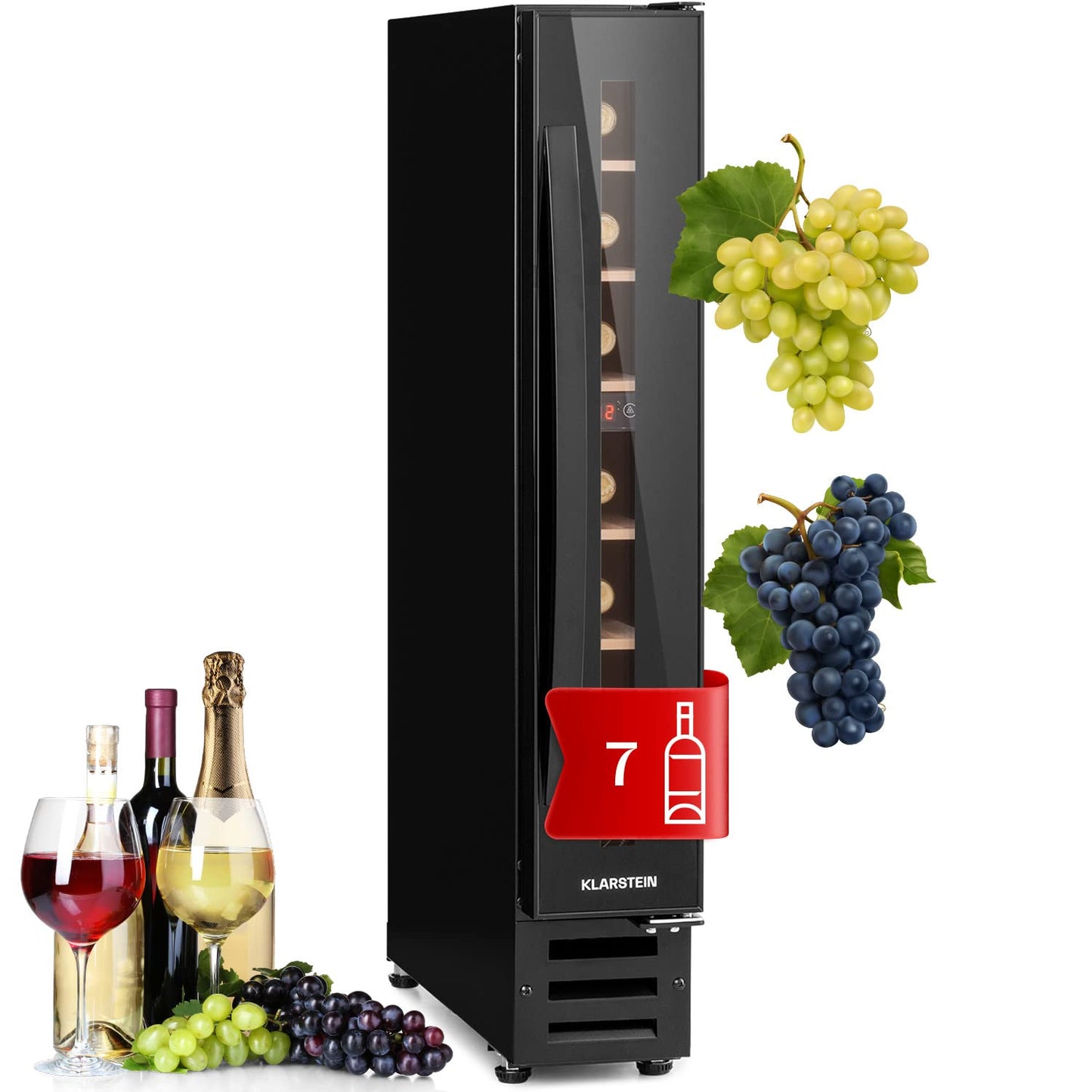 Klarstein built-in wine refrigerator, 2 zone drinks refrigerator small, small wine cabinet 306L, small wine refrigerator with glass door, indoor/outdoor bottle refrigerator, wine fridge 116 bottles