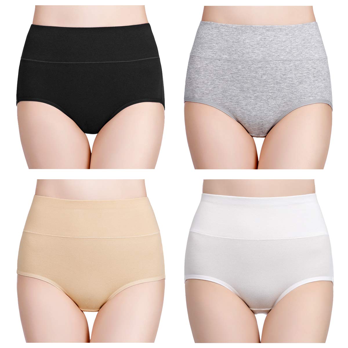 Wirarpa Women’s Cotton Underwear High Waist Briefs - Pack of 4