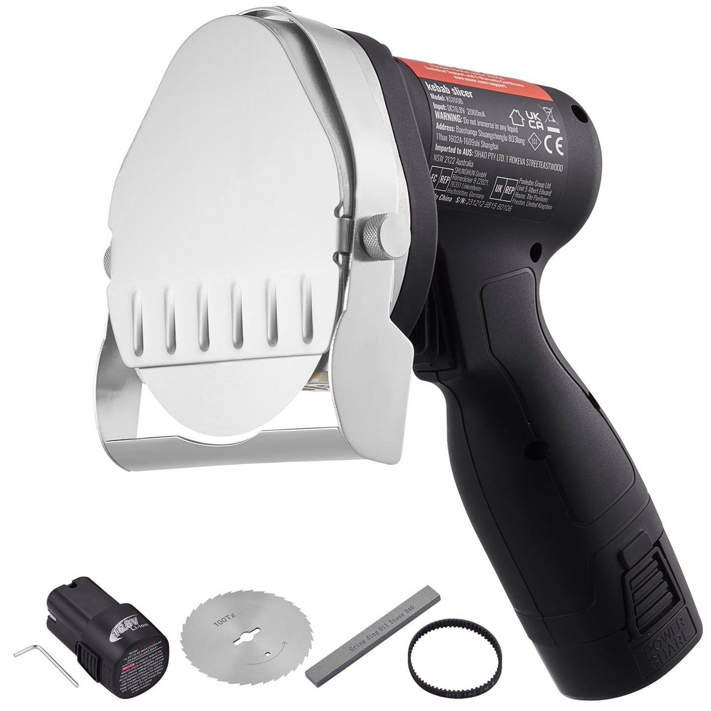 VEVOR Elektrisches Schawarma-Messer,Türkisches Kebab-Messer, Kommerzieller Gyro-Schneider aus Edelstahl, Döner-Kebab-Fleischschneider