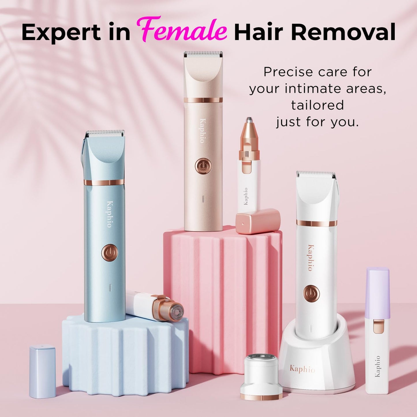 Bikini Trimmer für Frauen Schamhaare 2 in 1 Eletctric Rasierer für Frauen Wiederaufladbarer Eletctric Rasierer für Frauen IPX7 Wasserdicht Bikini Trimmer für Achselbein Arm Körper Gesicht (Roségold)