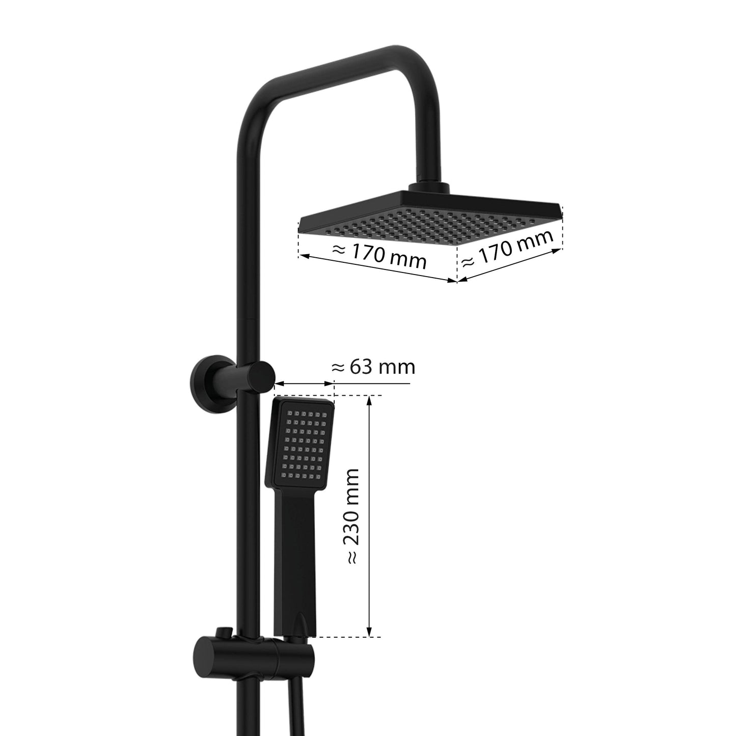 EISL Duschset EASY FRESH, Duschsystem ohne Armatur 2 in 1 mit großer Regendusche (250 x 200 mm) und Handbrause, Regendusche ohne Armatur ideal zum Nachrüsten, komplettes Montageset, Chrom DX12006