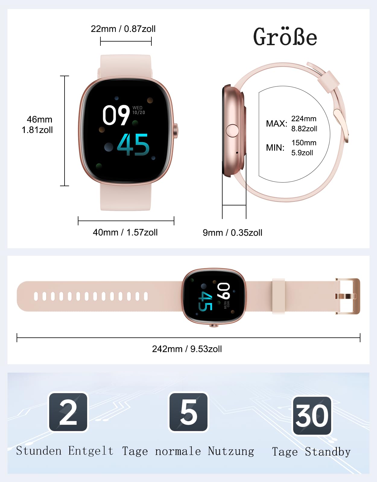 HUAKUA Smartwatch Damen Herren mit Telefonfunktion,1,85" Smartwatch mit 100+Sportmodi Fitnessuhr mit Pulsuhr Schlafmonitor SpO2 Schrittzähler Fitness Tracker IP68 Wasserdicht für Anforid iOS Handy
