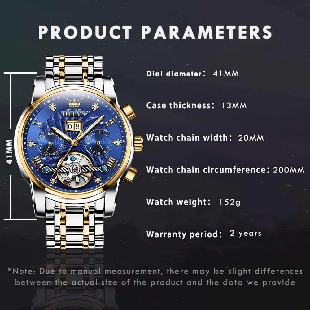 OLEVS Herrenuhren Braune Schwarz Lederarmband Quarz Uhr Männer mit Wochentag Datum Wasserdicht Leuchtende Klassische Elegantes Armbanduhr Geschenk