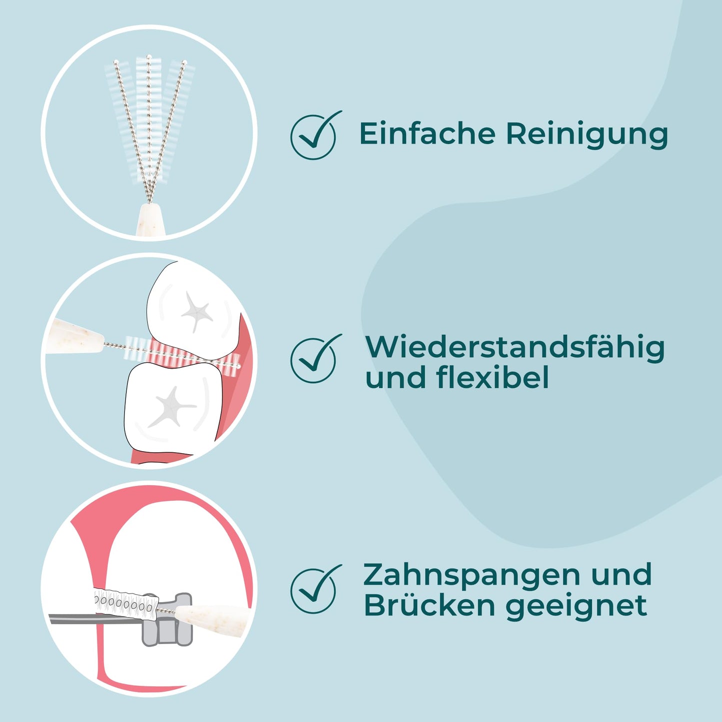 VIGOROUS® 40 Stk. nachhaltige Interdentalbürsten - ISO 3, 0,6 mm - Zahnzwischenraumbürsten für gründliche Zahnreinigung Zwischenräume - Dentalbürsten - praktische Zwischenraum Zahnbürsten