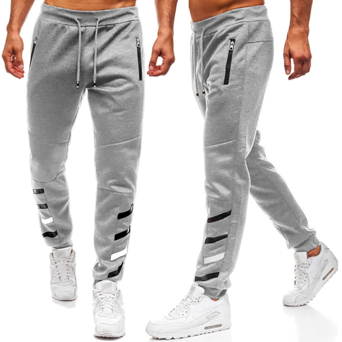 Men’s Sport Pants – Casual Jogger Cargo Sweatpants with Side Stripes
