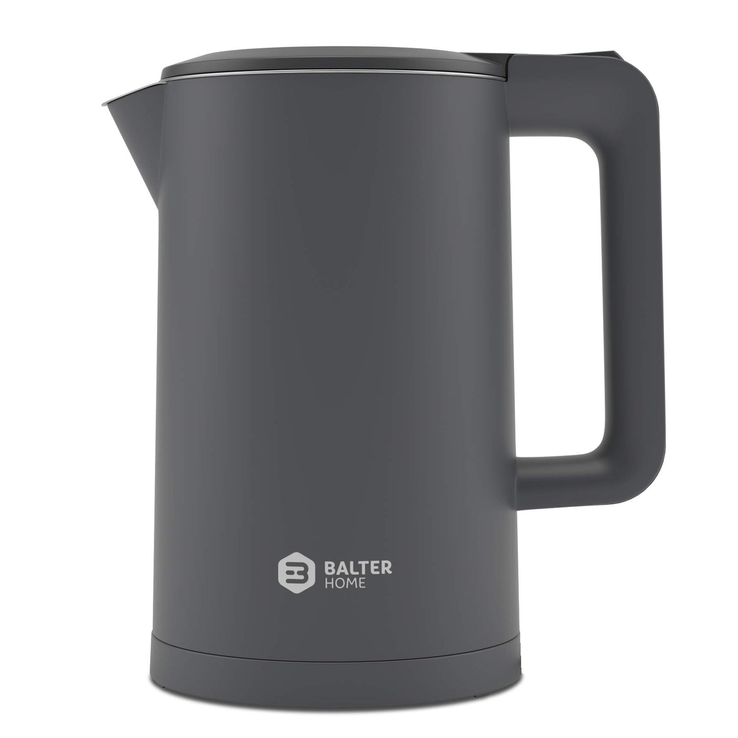 Balter Wasserkocher Edelstahl WK-4, 1,7 Liter, elektrischer Wasserkocher, Doppelwand Design, BPA frei, LED, Teekocher Kompakt, leise (Schwarz)