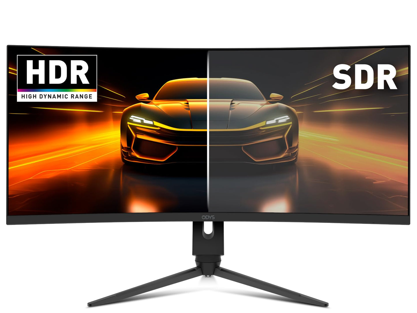 ODYS i27 Monitor - 27-Zoll-Bildschirm im rahmenlosen Design, Full HD, 100 Hz, mit HDR, IPS Panel, FreeSync, HDMI, USB-C, 3,5mm Audio