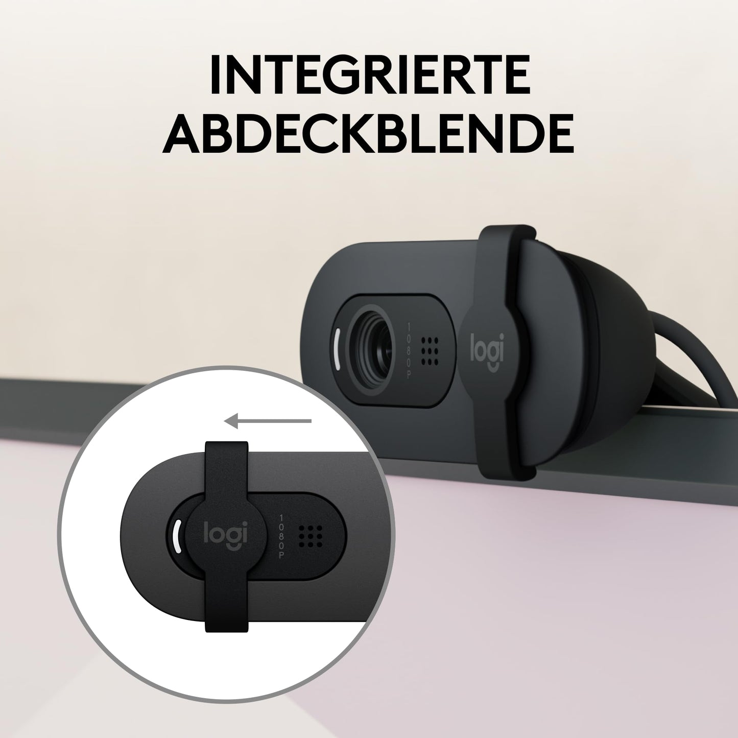 Logitech Brio 100 Full HD-Webcam für Meetings und Streaming, Auto-Lichtausgleich, integriertes Mikrofon, Abdeckblende, USB-A, für Microsoft Teams, Google Meet, Zoom und mehr - Graphit