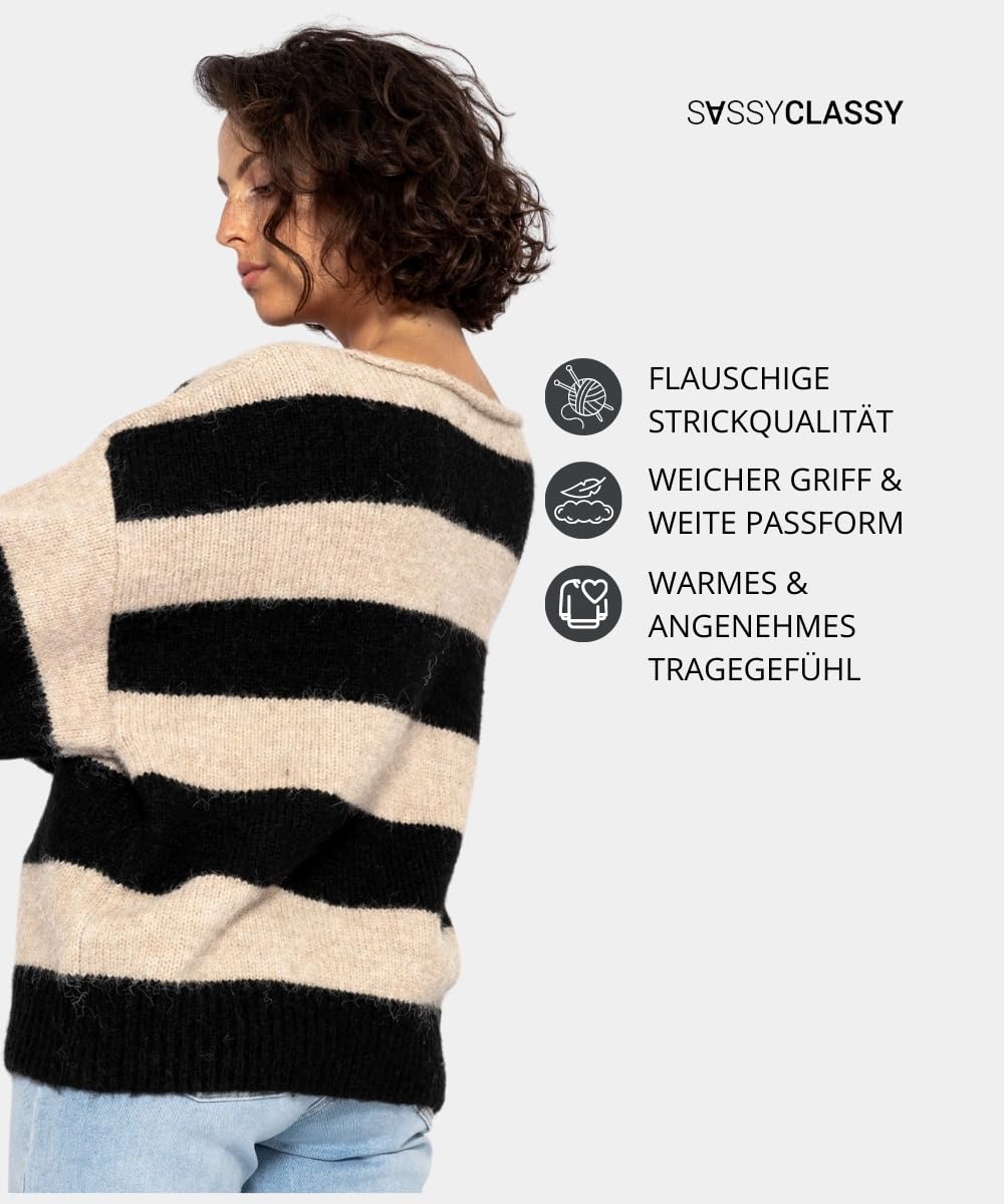 SASSYCLASSY Women’s Striped Oversize Sweater