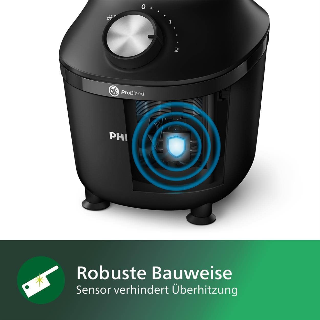 Philips Standmixer (450 Watt, ProBlend-Technologie, 1,9 Liter Kunststoffbehälter, inkl. Trinkflasche) schwarz