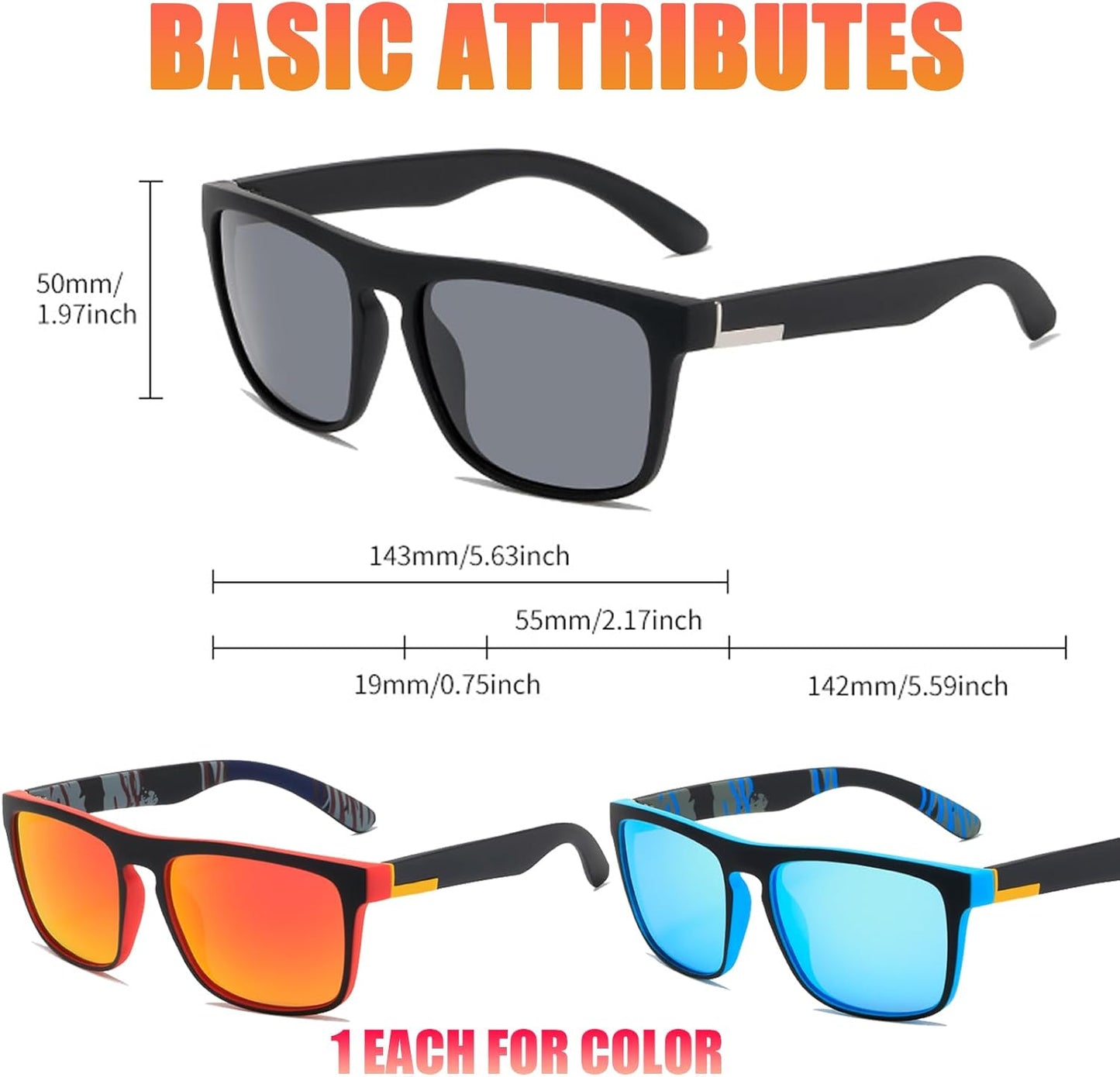DKDDSSS 3 Paar Polarisierte Sonnenbrille, Polarisierte Sonnenbrille Herren/Damen, Sonnenbrille Herren Polarisiert, Sonnenbrille Polarisiert Damen, Sportarten Mode Sonnenbrille, UV Schutz, Unisex