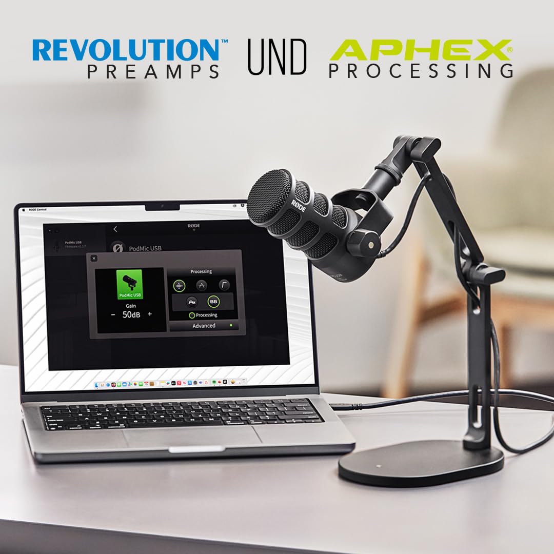 RØDE NT-USB+ Professionelles USB-Mikrofon für Profi-Audioaufnahmen direkt auf dem Computer oder Mobilgerät, schwarz