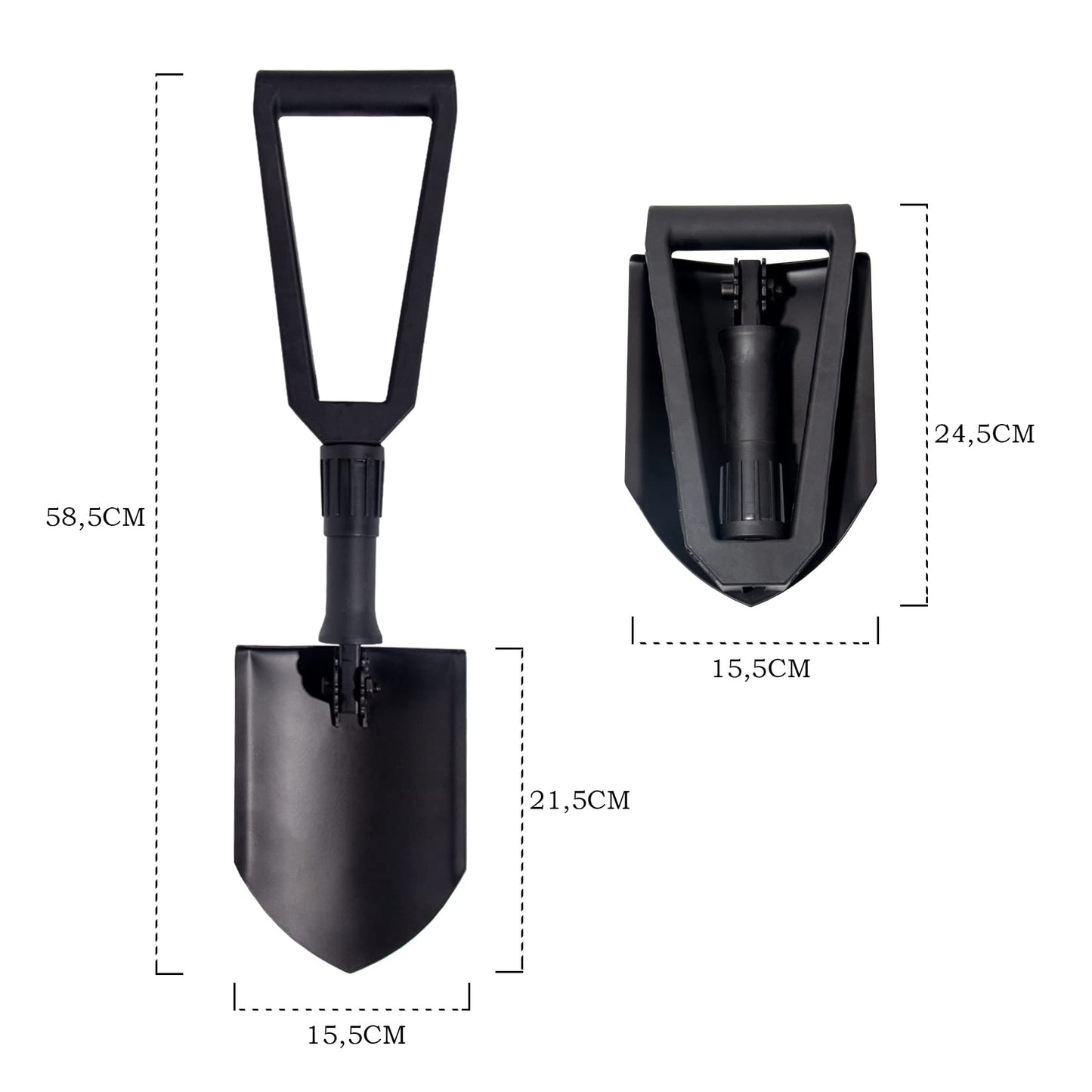 GREELUE Klappspaten, Spaten Garten, Schaufel aus hochfestem Karbonstahl, Gebrauch für Outdoor-Aktivitäten, Camping, Schneeschaufeln, Gartenarbeit, Graben (Schwarz)