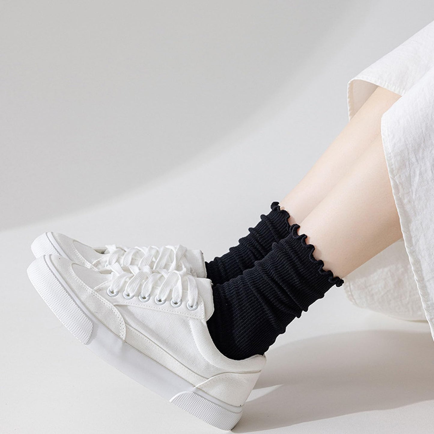 Women's Ruffle Socks – 6 Pairs Casual Cute Cotton Knit Socks