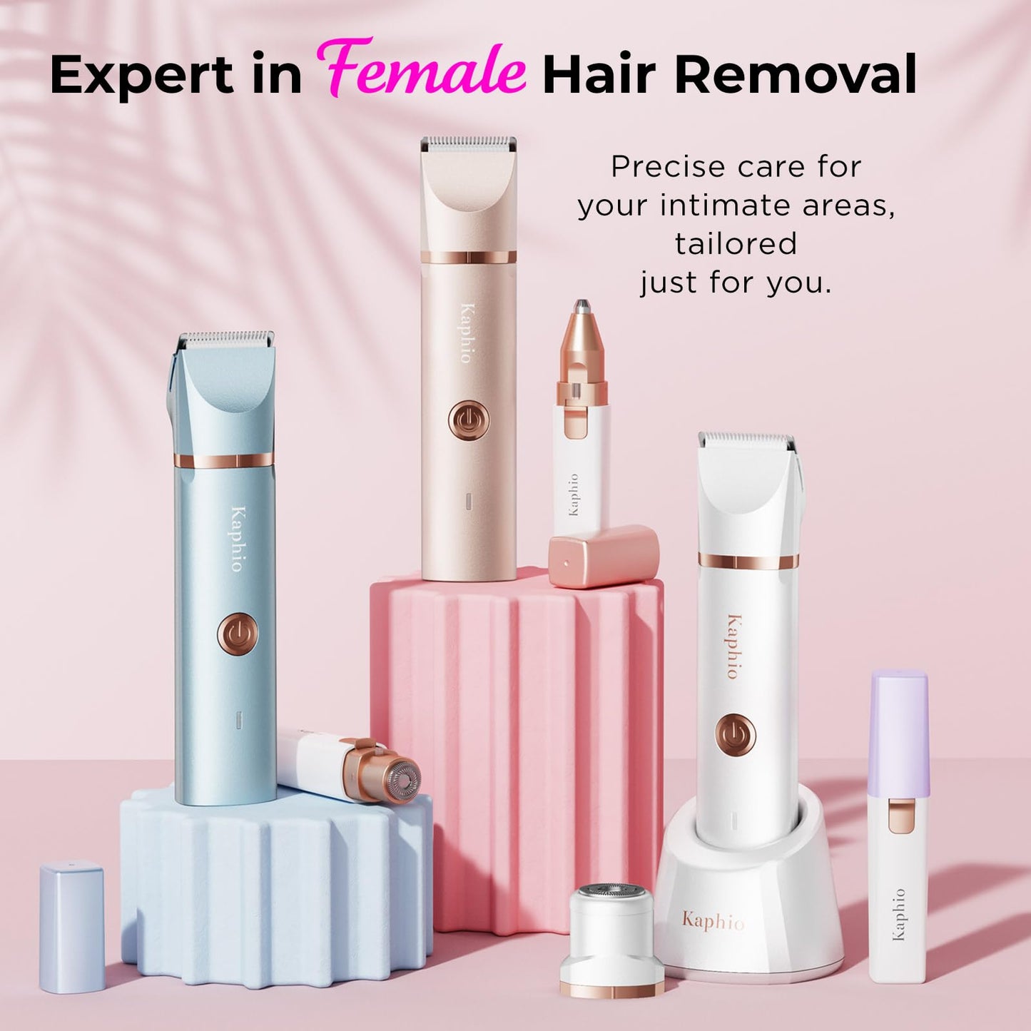 Bikini Trimmer für Frauen Schamhaare 2 in 1 Eletctric Rasierer für Frauen Wiederaufladbarer Eletctric Rasierer für Frauen IPX7 Wasserdicht Bikini Trimmer für Achselbein Arm Körper Gesicht (Roségold)