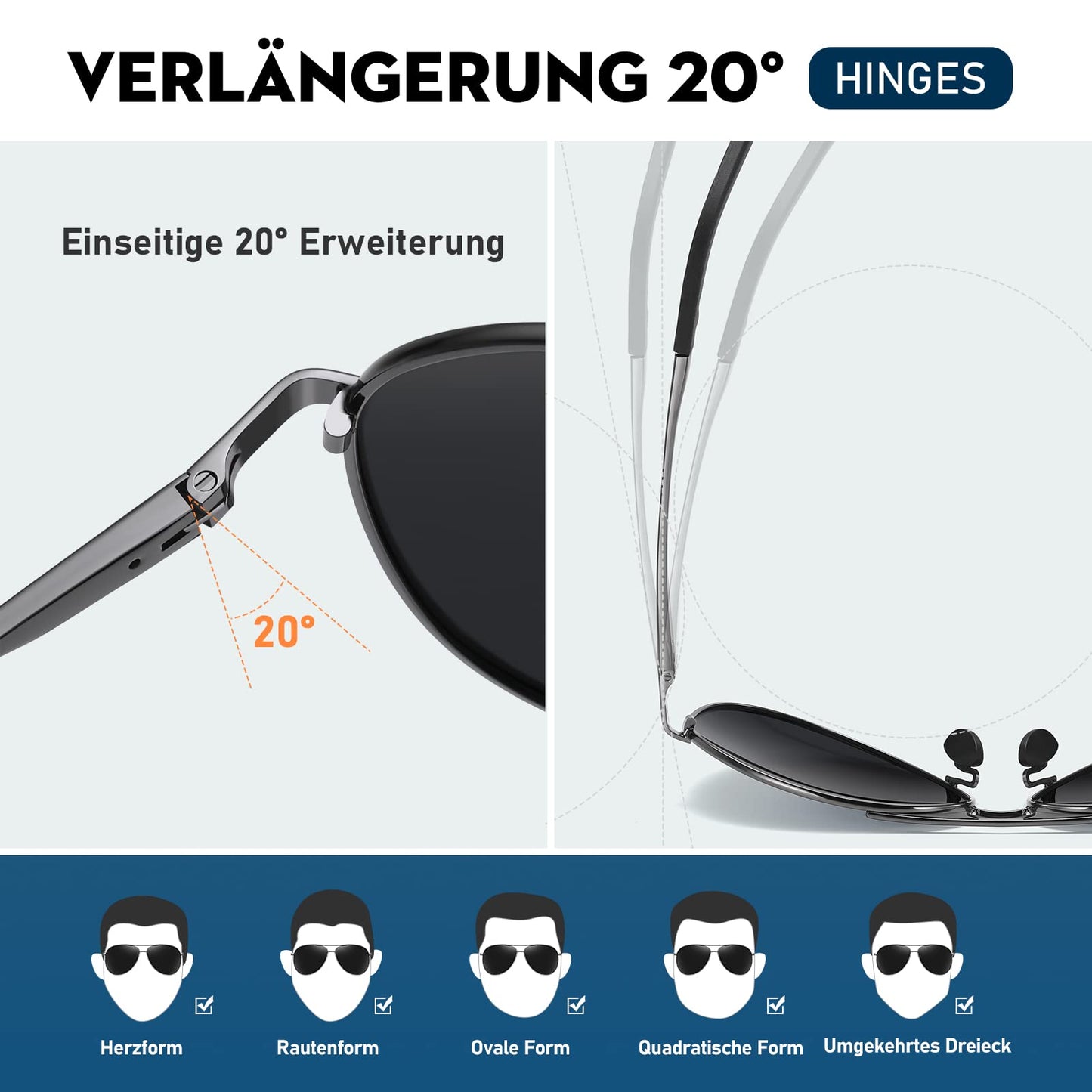 wearPro Sonnenbrille-Herren-Damen-Polarisiert Premium Metallrahmen Sonnenbrillen Unisex mit UV400 Schutz Vintage Schwarz Fahrerbrille