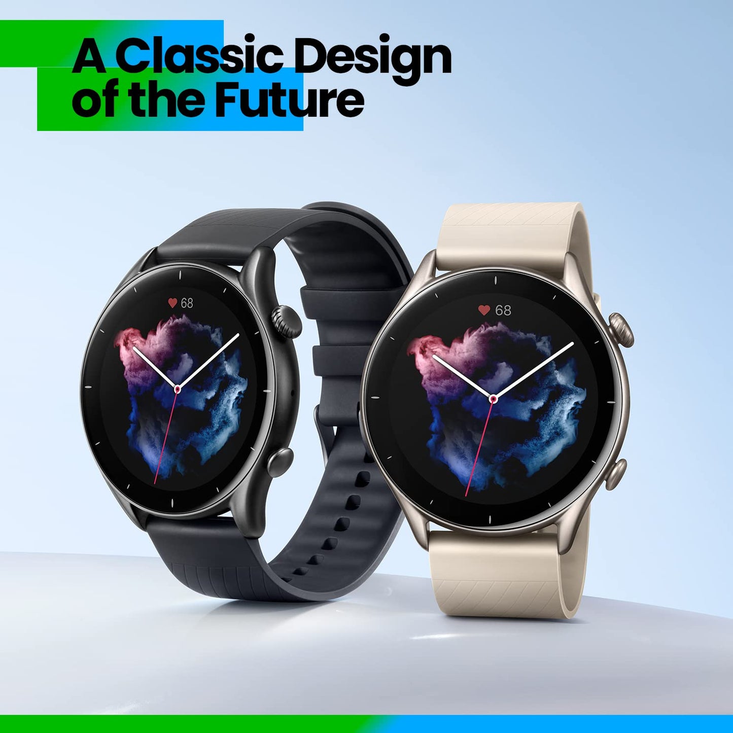 Amazfit Smartwatch GTR 3 46mm mit Gesundheitsüberwachung, SpO2, Zyklusüberwachung, GPS Sportuhr mit 150+ Sportmodi, 21 Tage Akku, Alexa für Herren Damen, Schwarz, Einheitsgröße