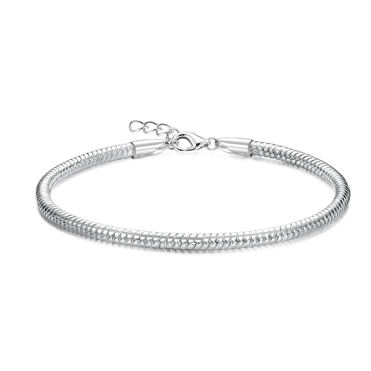 Adramata 925 Sterling Silver Charm Bracelet – Adjustable Snake Chain