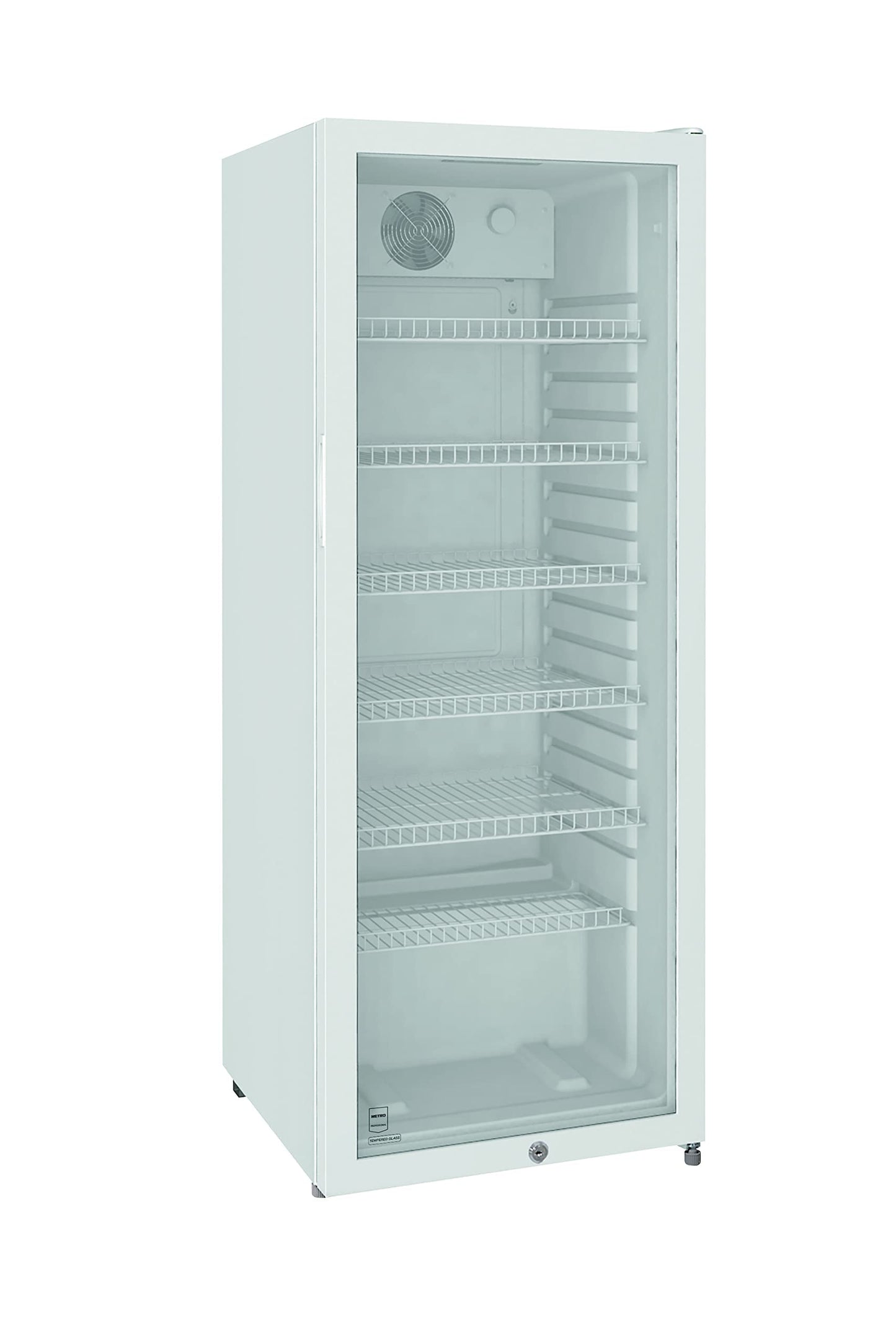 METRO Professional drinks fridge GSC4280, metal/glass, 280 L, ventilated cooling, 210 W, with lock, white (White)