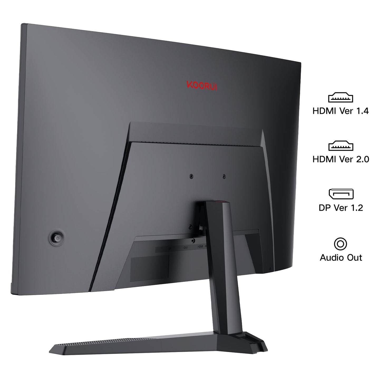 KOORUI 24 Zoll Curved Gaming Monitor, FHD 1080p, 1ms Reaktionszeit,180Hz Bildwiederholraten, HDMI 2.0/DP 1.2, 250cd/m² Helligkeit