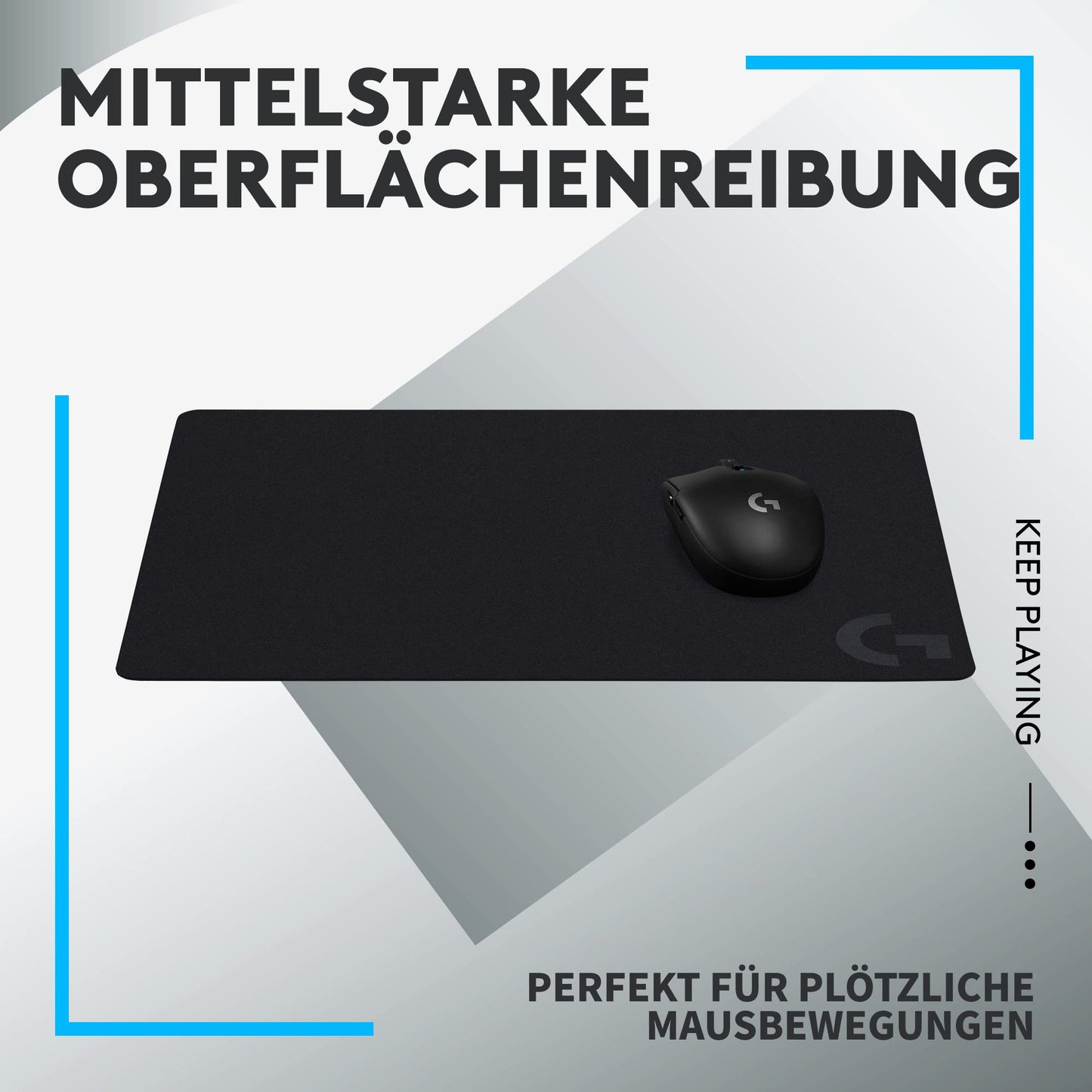 Logitech G G240 Stoff-Gaming-Mauspad, optimiert für Gaming-Sensoren, mäßige Oberflächenreibung, rutschfeste Mausmatte, Mac- und PC-Gaming-Zubehör, 340 x 280 x 1 mm