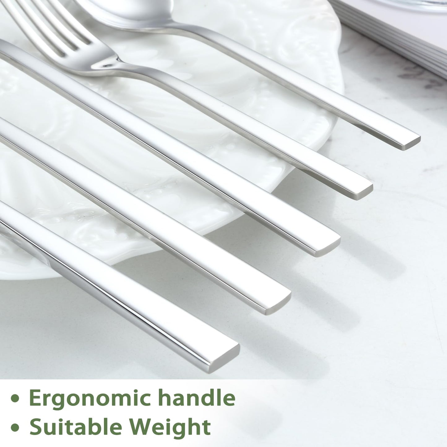 BEWOS Besteck Set für 6 Personen, 30 teilig Essbesteck Set inkl. Messer, Gabel, Löffel, Besteck Edelstahl Spiegelpoliert, Spülmaschinenfest