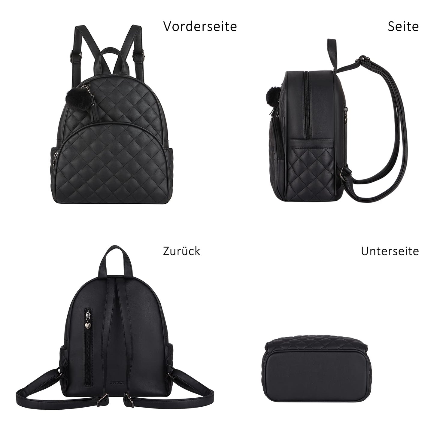 ECOSUSI Quilted Mini Backpack for Women