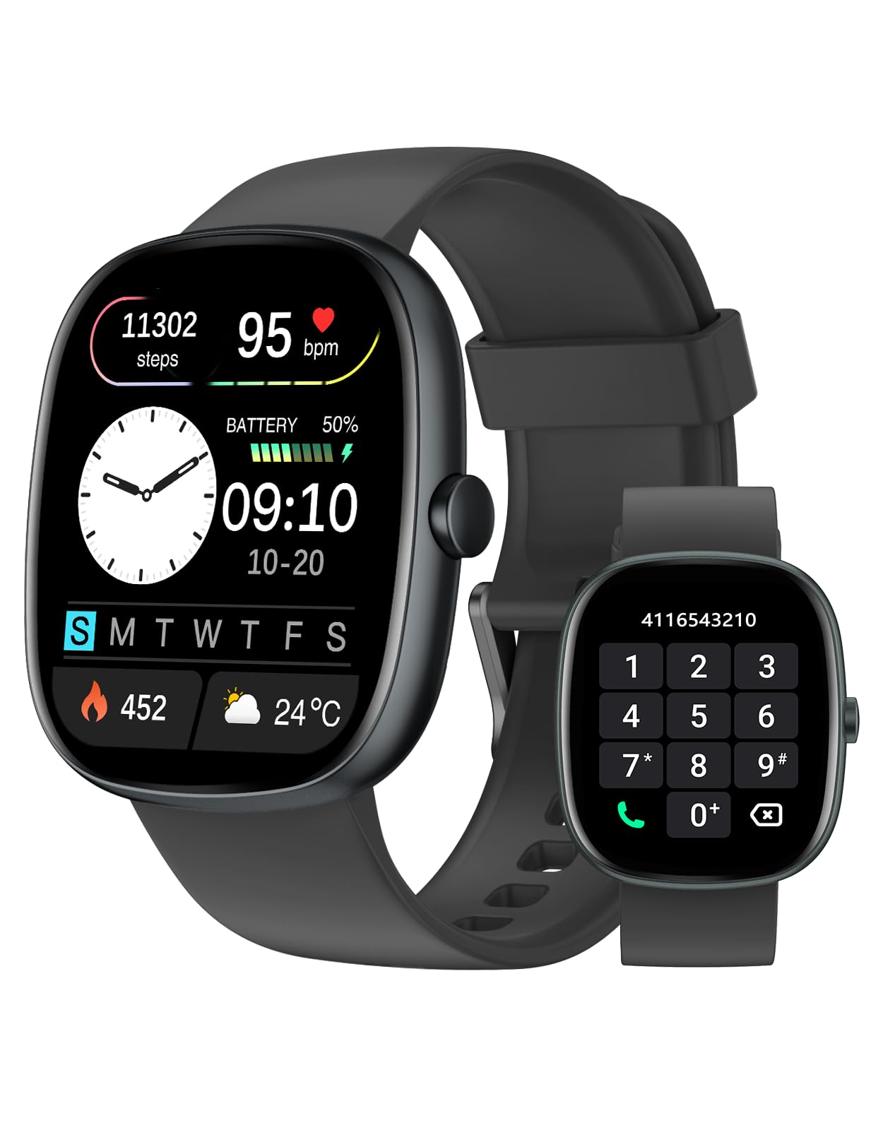 HUAKUA Smartwatch Damen Herren mit Telefonfunktion,1,85" Smartwatch mit 100+Sportmodi Fitnessuhr mit Pulsuhr Schlafmonitor SpO2 Schrittzähler Fitness Tracker IP68 Wasserdicht für Anforid iOS Handy