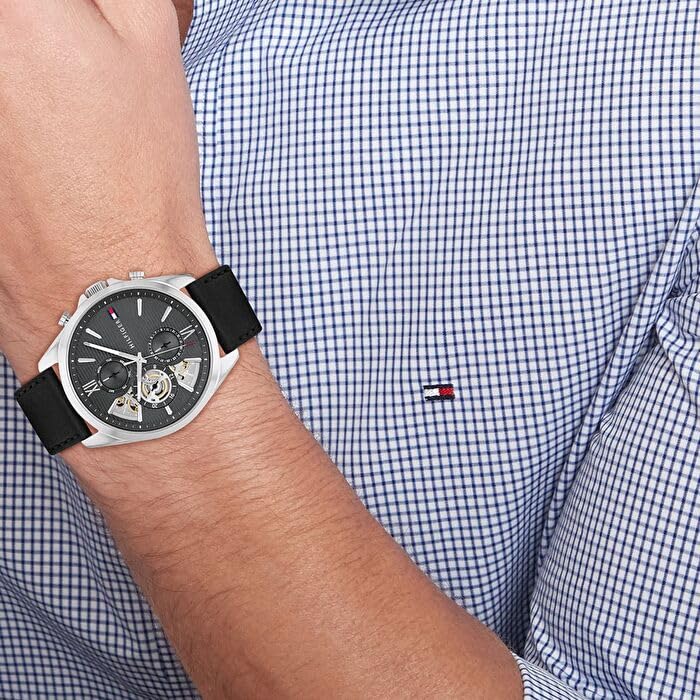 Tommy Hilfiger Multi Zifferblatt Quarz Uhr für Herren mit Silbernes Edelstahl-Mesh-Gliederarmband und Lederarmband