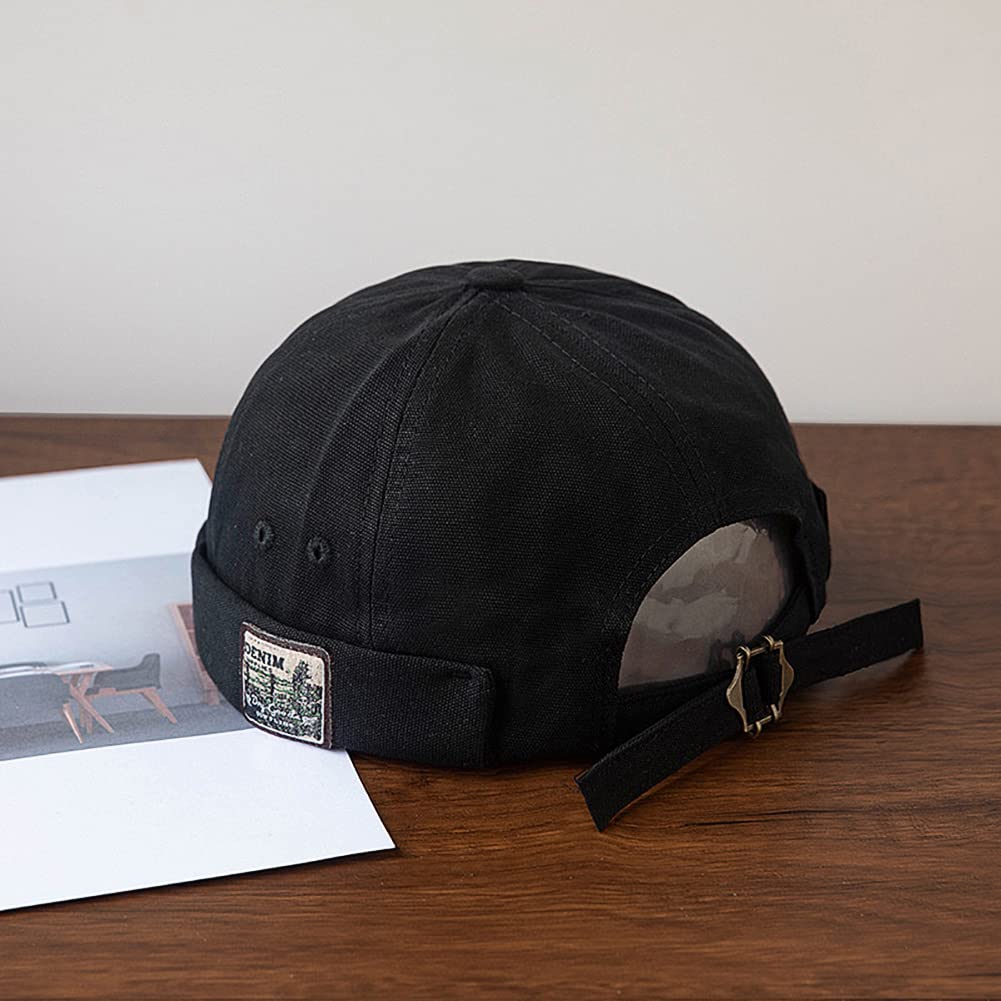 XYIYI Herren Dockermütze Brimless Hat Schädelkappe Arbeiter Matrosenmütze Gerollte Manschette Retro Beanie Mütze