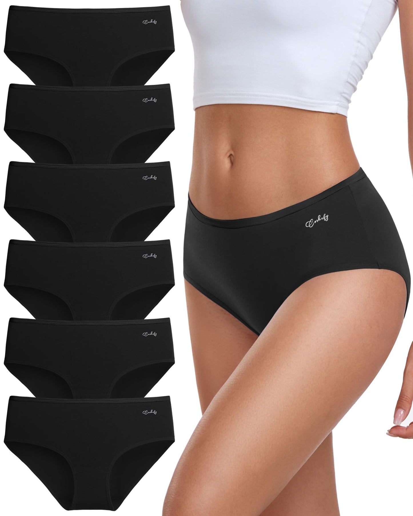 Coskefy Women’s Underpants 6-Pack Soft Cotton