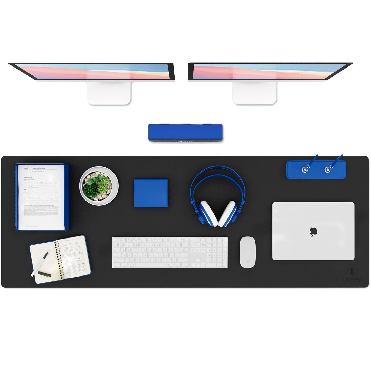 K KNODEL Tischunterlage, Schreibtischunterlage, 80 x 40cm PVC Tischunterlage, Laptop Tischunterlage, wasserdichte Schreibunterlage für Büro- oder Heimbereich, doppelseitig (Schwarz/Schwarz)