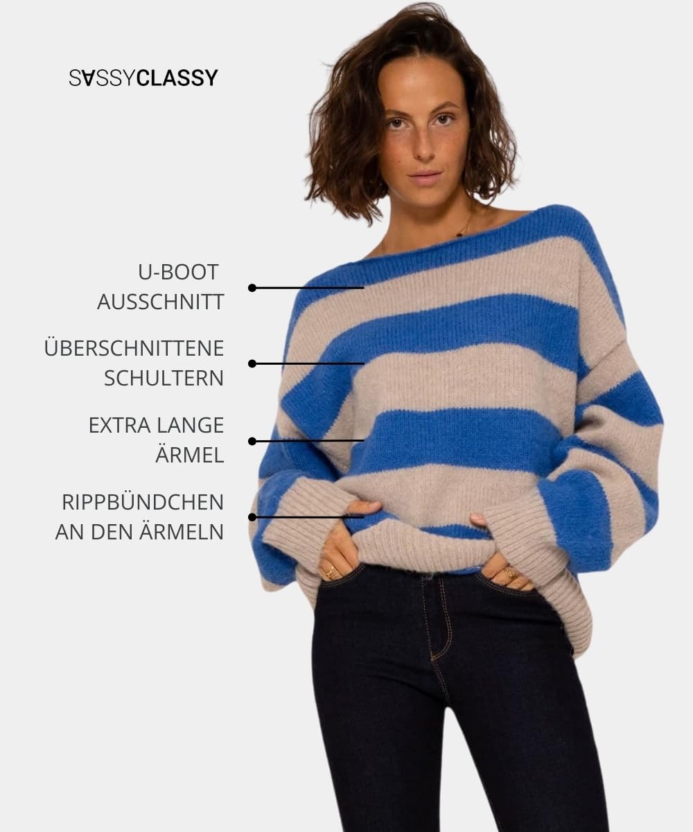 SASSYCLASSY Women’s Striped Oversize Sweater