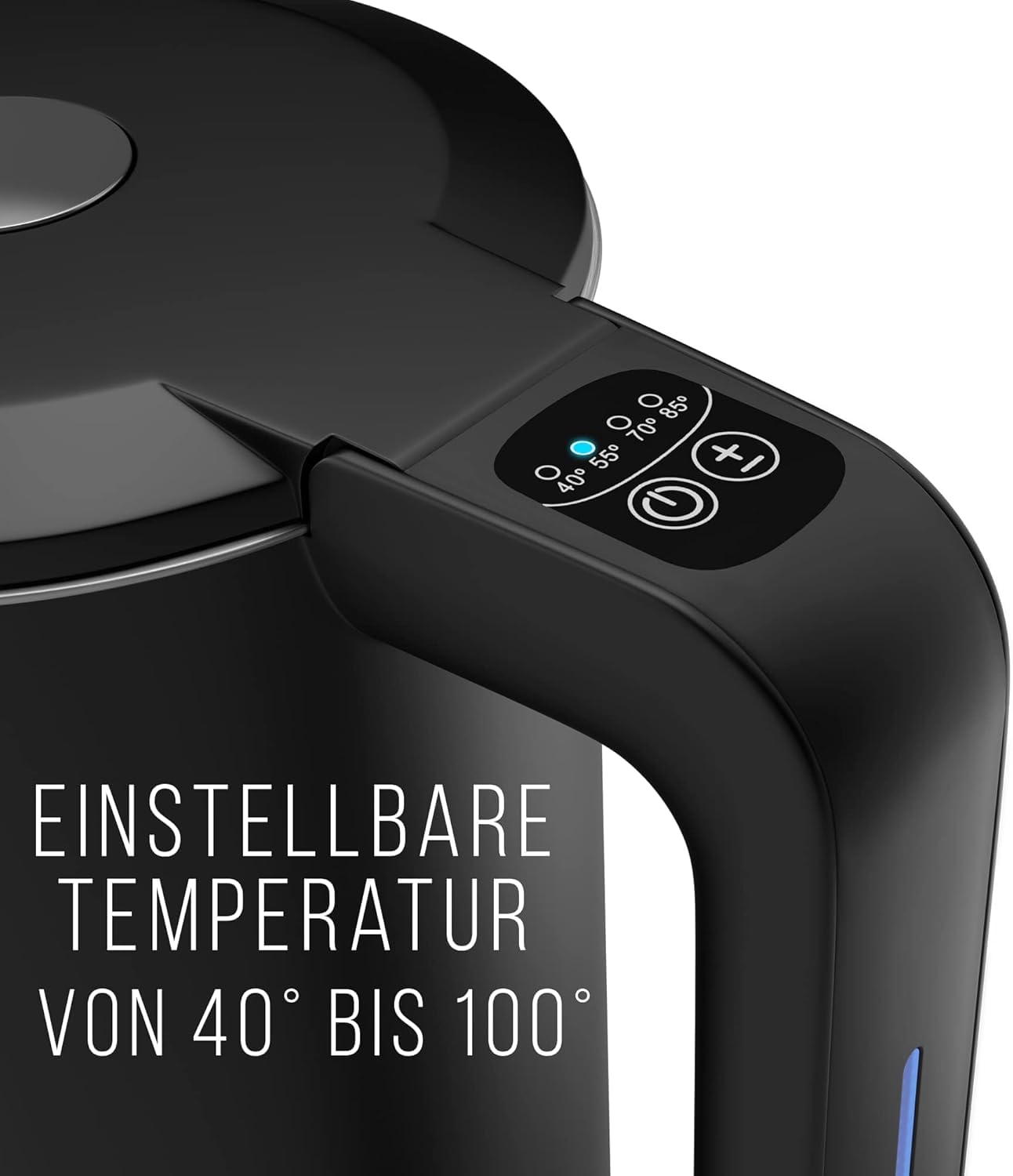 Balter Wasserkocher Edelstahl WK-4, 1,7 Liter, elektrischer Wasserkocher, Doppelwand Design, BPA frei, LED, Teekocher Kompakt, leise (Schwarz)