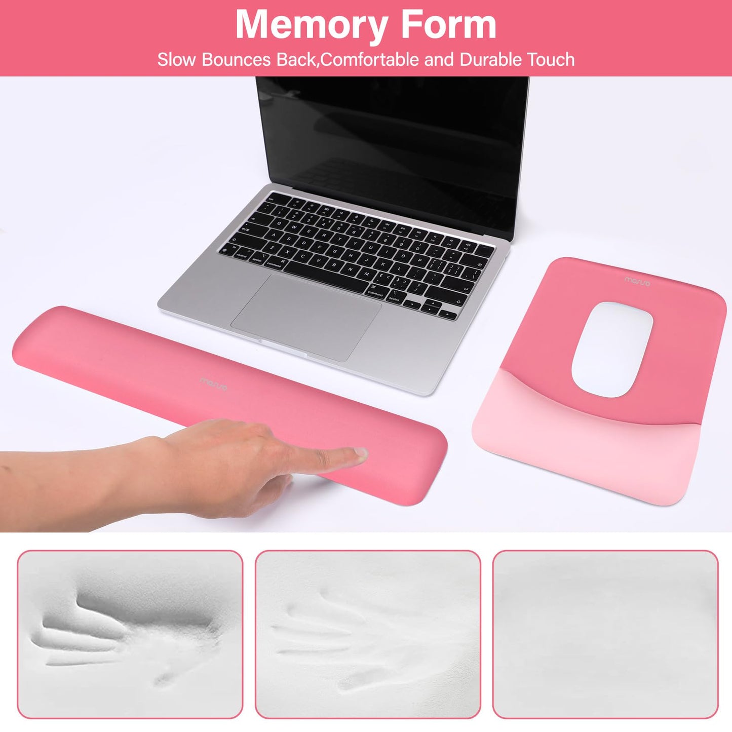 MOSISO Handgelenkstütze für Mauspad&Tastatur Set, Rechteckig Ergonomisch Mauspad Rutschfest Basis Home/Büro Schmerzlinderung&Typing Kissen mit Neopren Cloth&Erhöht Gebogen Memory Schaum,Grün