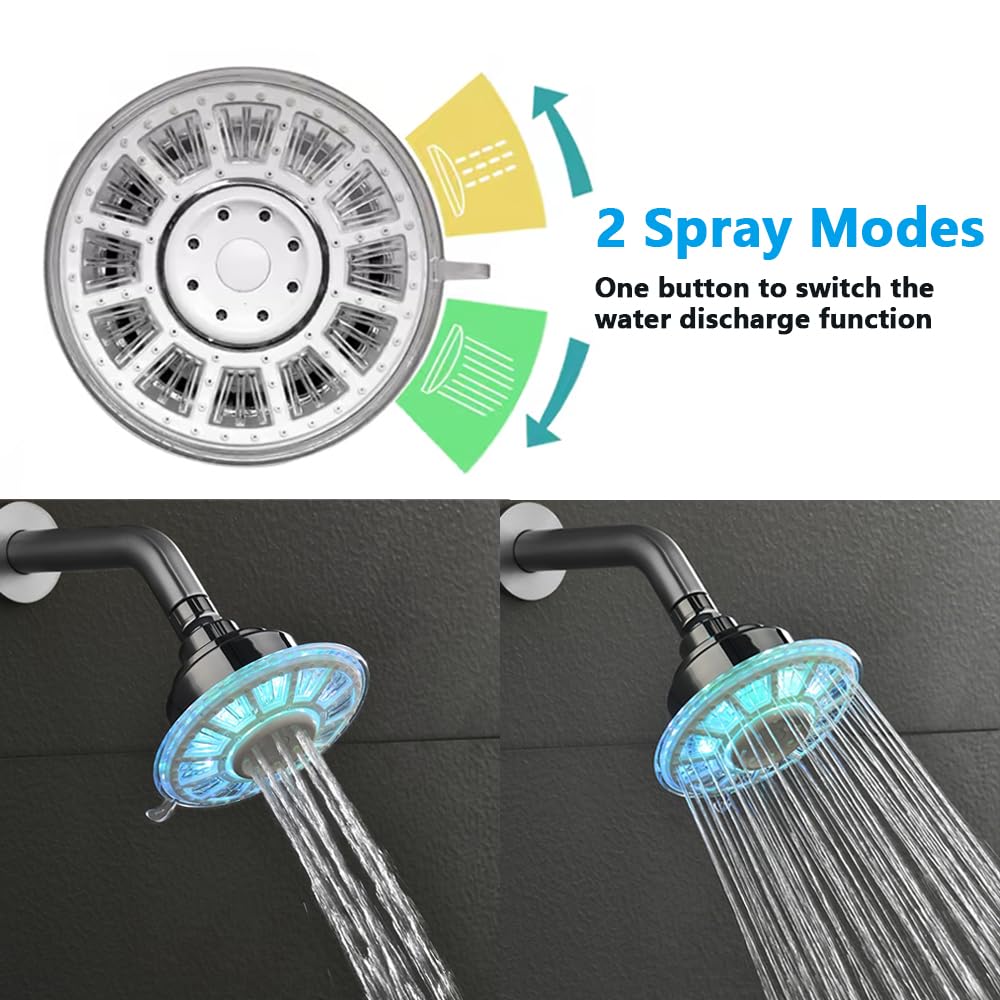 JINYOMFLY Regendusche Duschkopf mit LED, Regendusche mit LED Beleuchtung, Dusche Kopfbrause LED, 7 Farben Wechseln Automatisch, 2 Duschmodi