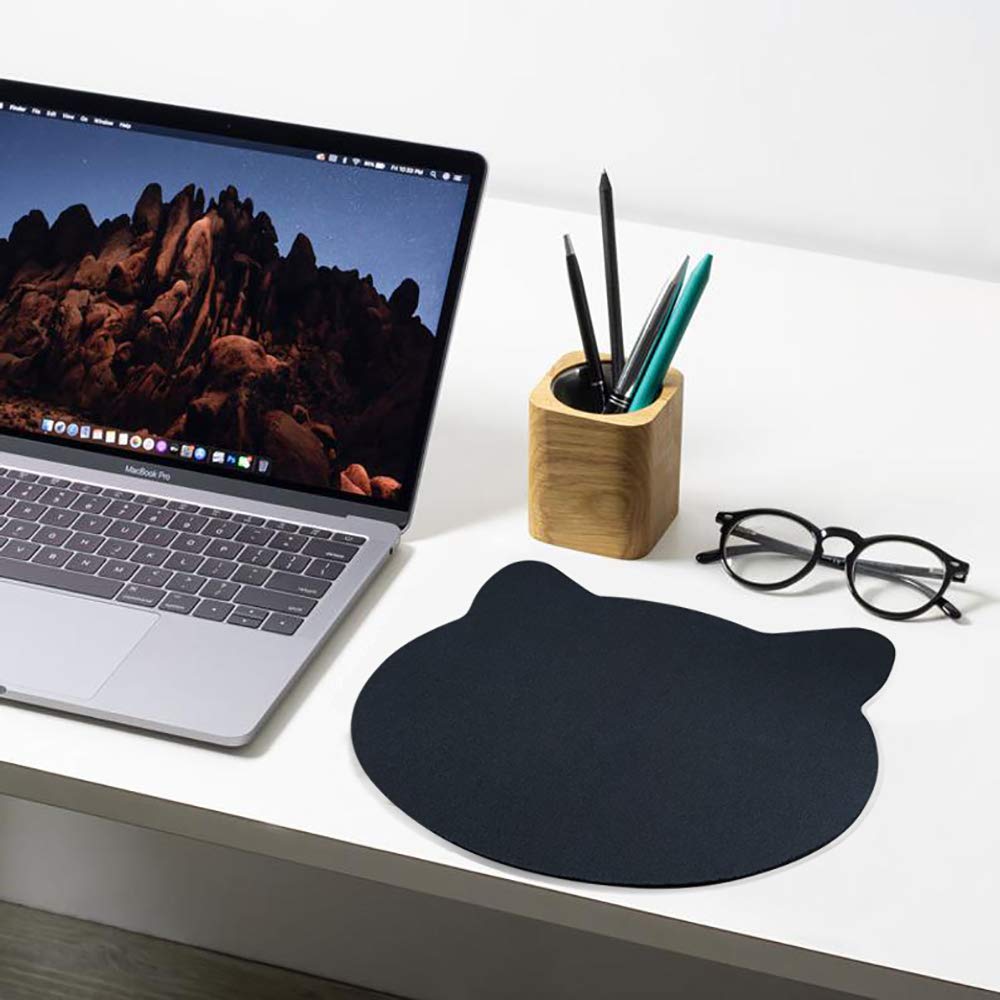 Mauspad Katzenmotiv, Mousepad Schreibtischzubehör Nette Office Gaming Laptop Mausmatte Schwarz