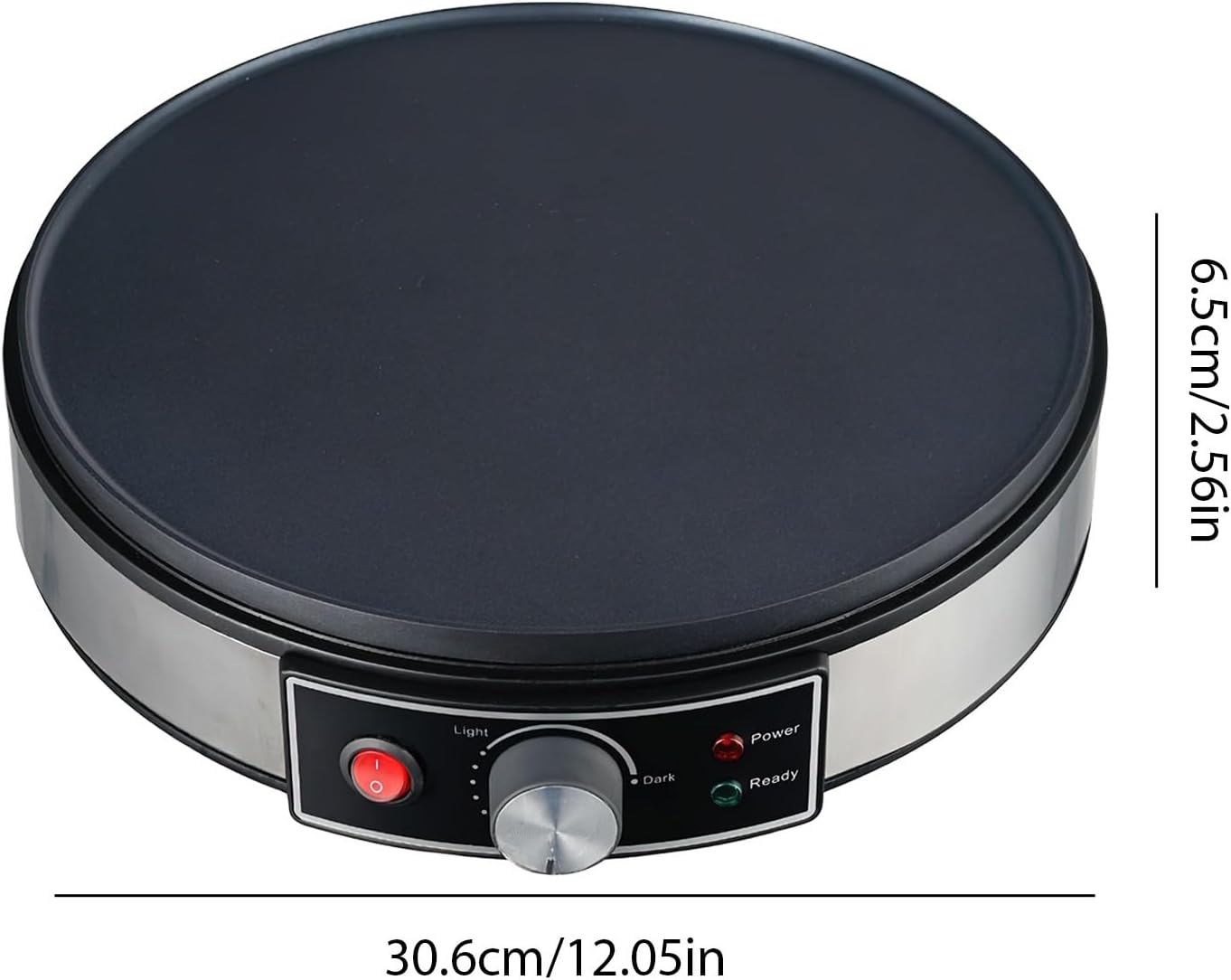 Elektrischer Crêpe-Maker – 1000W Profi-Pfannkuchenmaschine mit Antihaft-Beschichtung, Gewerbe-Küchengerät, Antihaft-Crêpe-Gerät, Backgerät, Temperaturregelung & Zubehör für Restaurant/Haushalt (30cm)