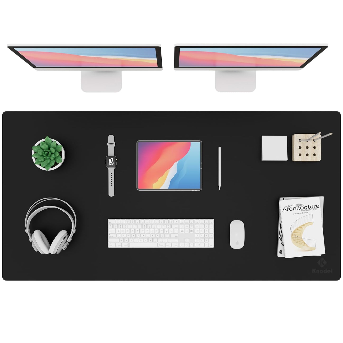 K KNODEL Tischunterlage, Schreibtischunterlage, 80 x 40cm PVC Tischunterlage, Laptop Tischunterlage, wasserdichte Schreibunterlage für Büro- oder Heimbereich, doppelseitig (Schwarz/Schwarz)