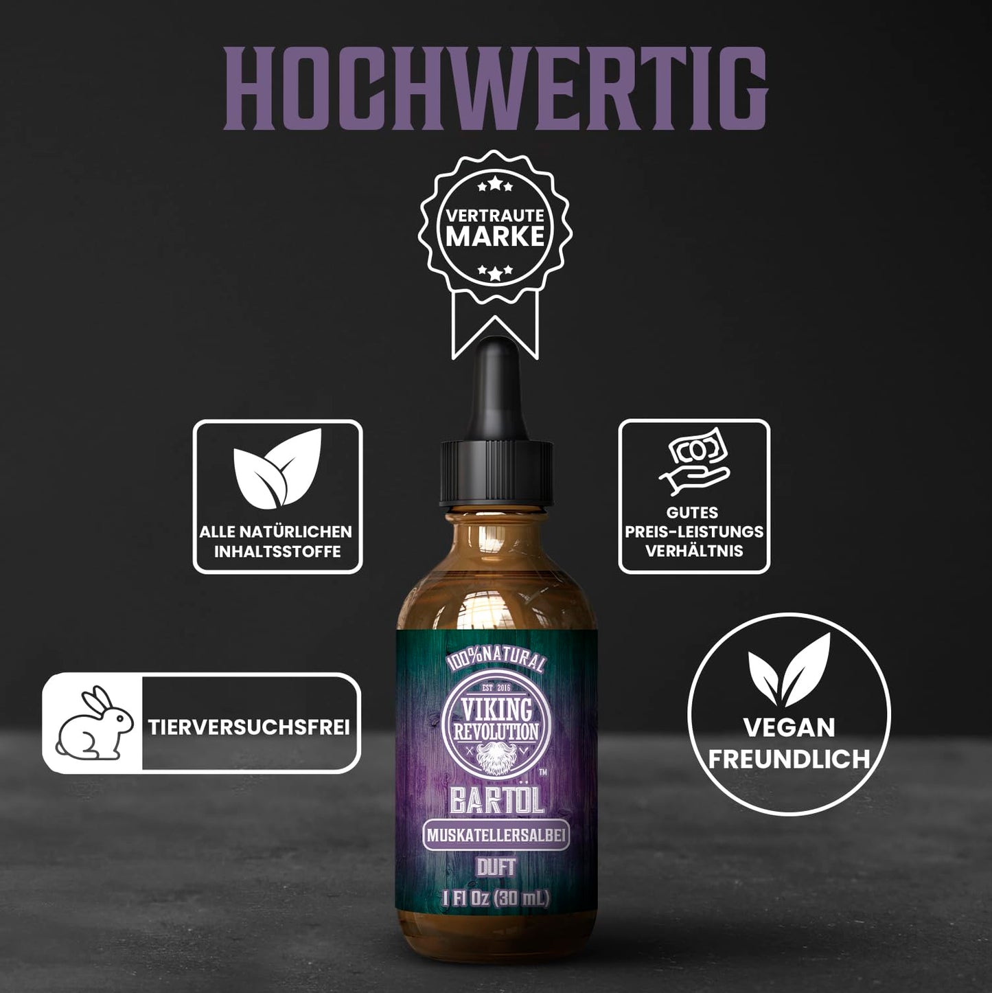 Viking Revolution - Bartöl - Macht Weich, Schützt und Stärkt - Natürliches Argan- und Jojobaöl - Bartöl Herren - Geschenke Für Männer - Sandelholz - 30 ml