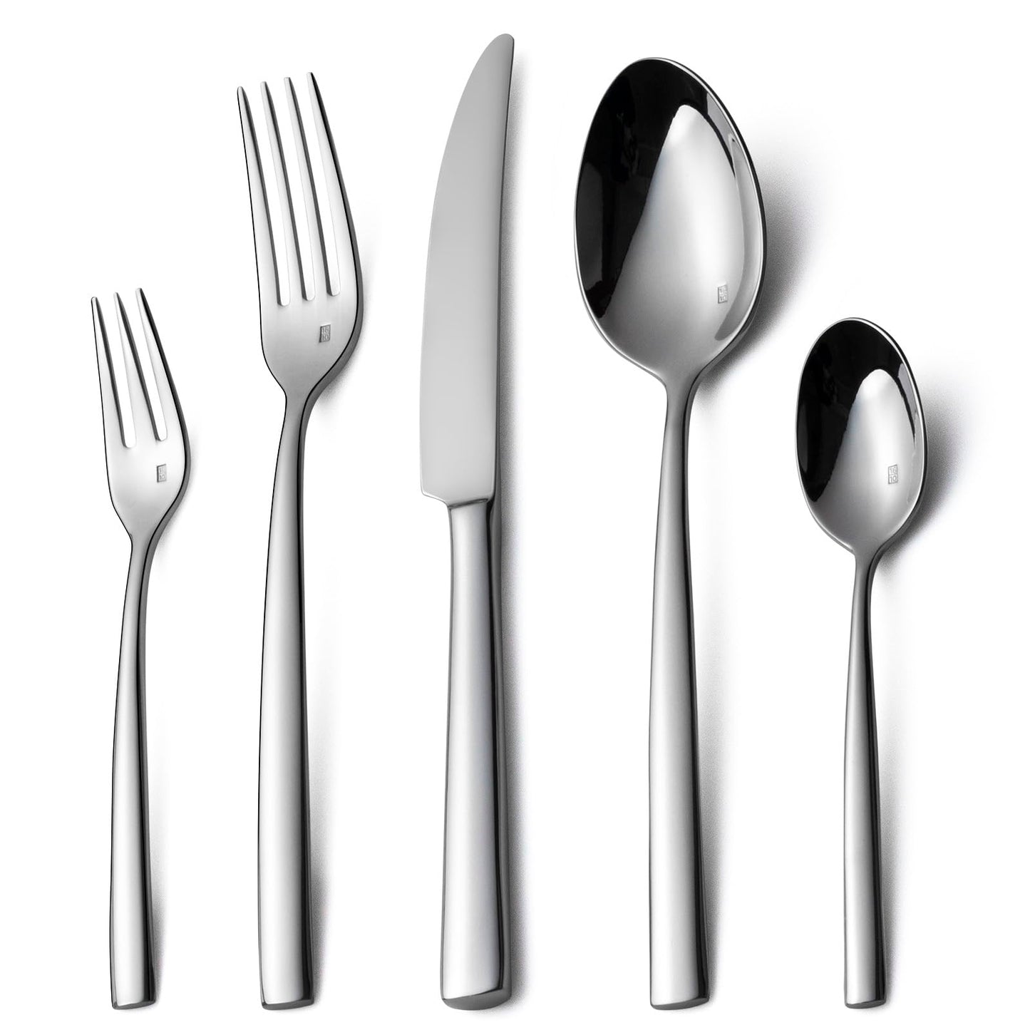 Alata Konrad 18/10 Edelstahl Poliert, Besteck Set 6 Personen, Essbesteck 30 teilig, Monobloc-Messer, Glänzend, Spülmaschinenfest