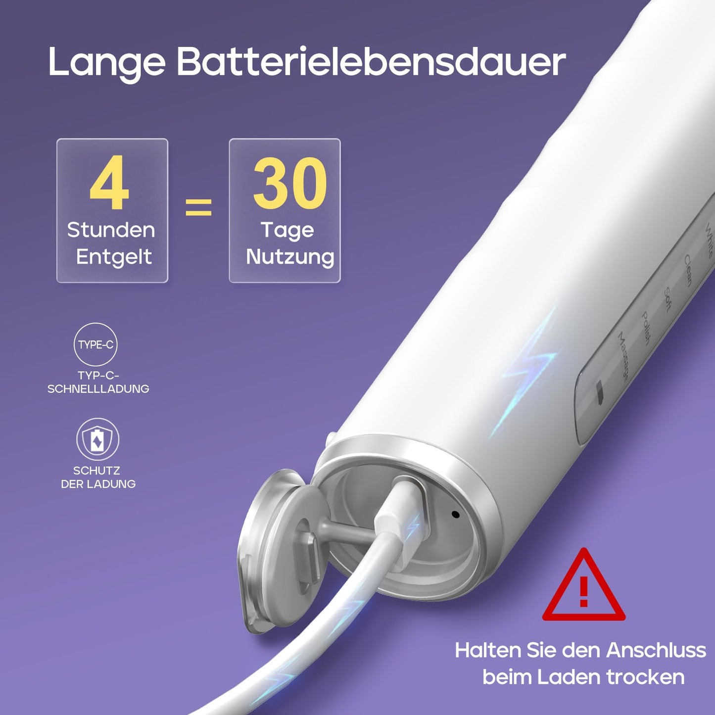 Seago Elektrische Zahnbürste mit 8 Runder Aufsteckbürsten, Rotierende Zahnbürste mit 5 Putzmodi, Elektrische Schallzahnbürste Zahnaufhellung in 14 Tagen, für Erwachsene Kinder(Schwarz)