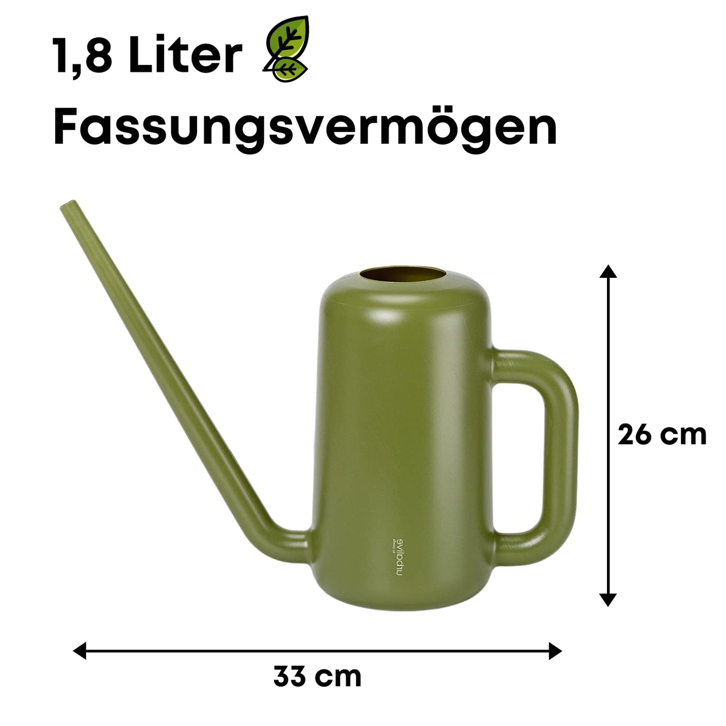 Plastia Gießkanne klein für den Zimmerpflanzen 1,8 L - Blumengießkanne aus recyceltem Kunststoff - Giesskanne mit langem Ausgießer für einfache Bewässerung, Elfenbein