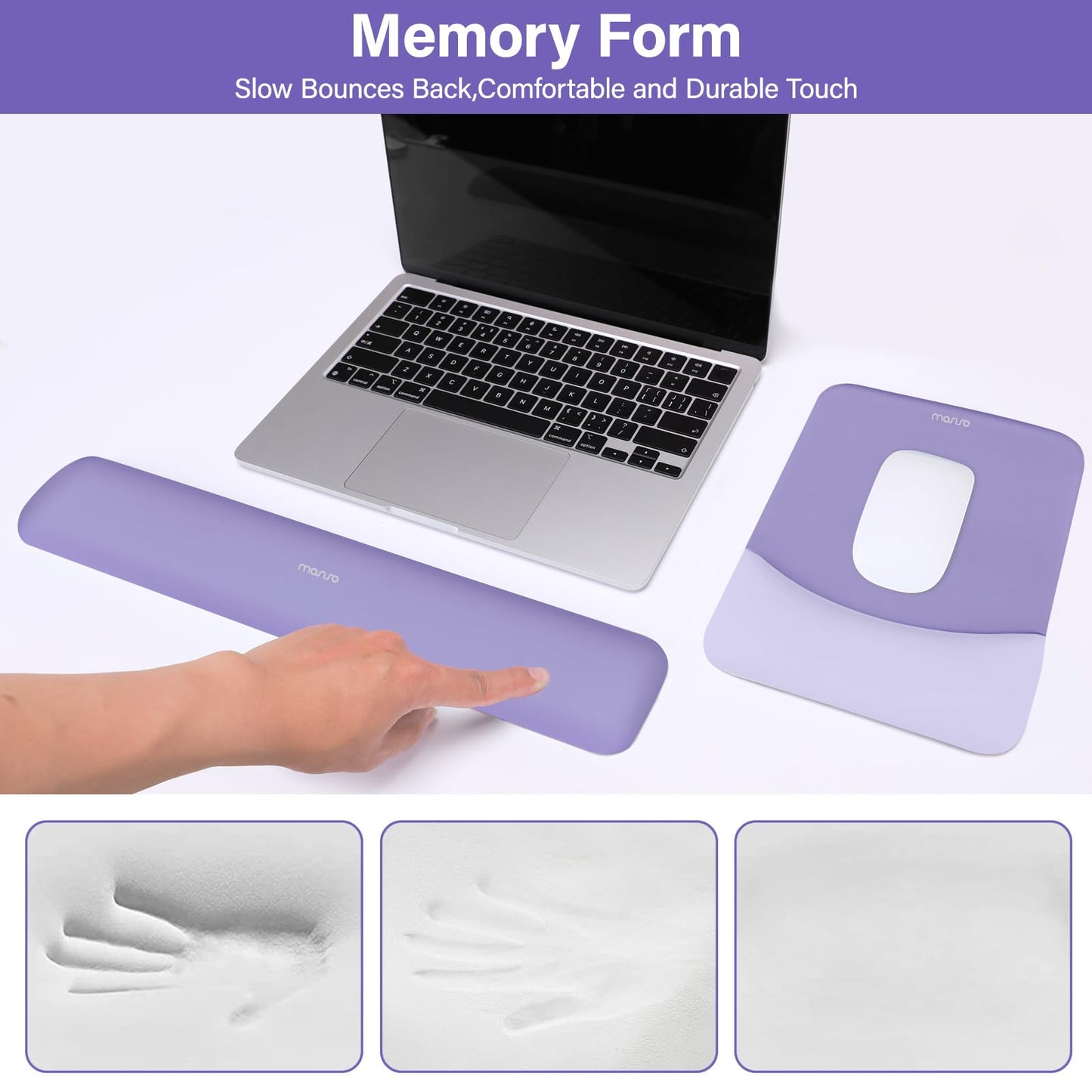 MOSISO Handgelenkstütze für Mauspad&Tastatur Set, Rechteckig Ergonomisch Mauspad Rutschfest Basis Home/Büro Schmerzlinderung&Typing Kissen mit Neopren Cloth&Erhöht Gebogen Memory Schaum,Grün