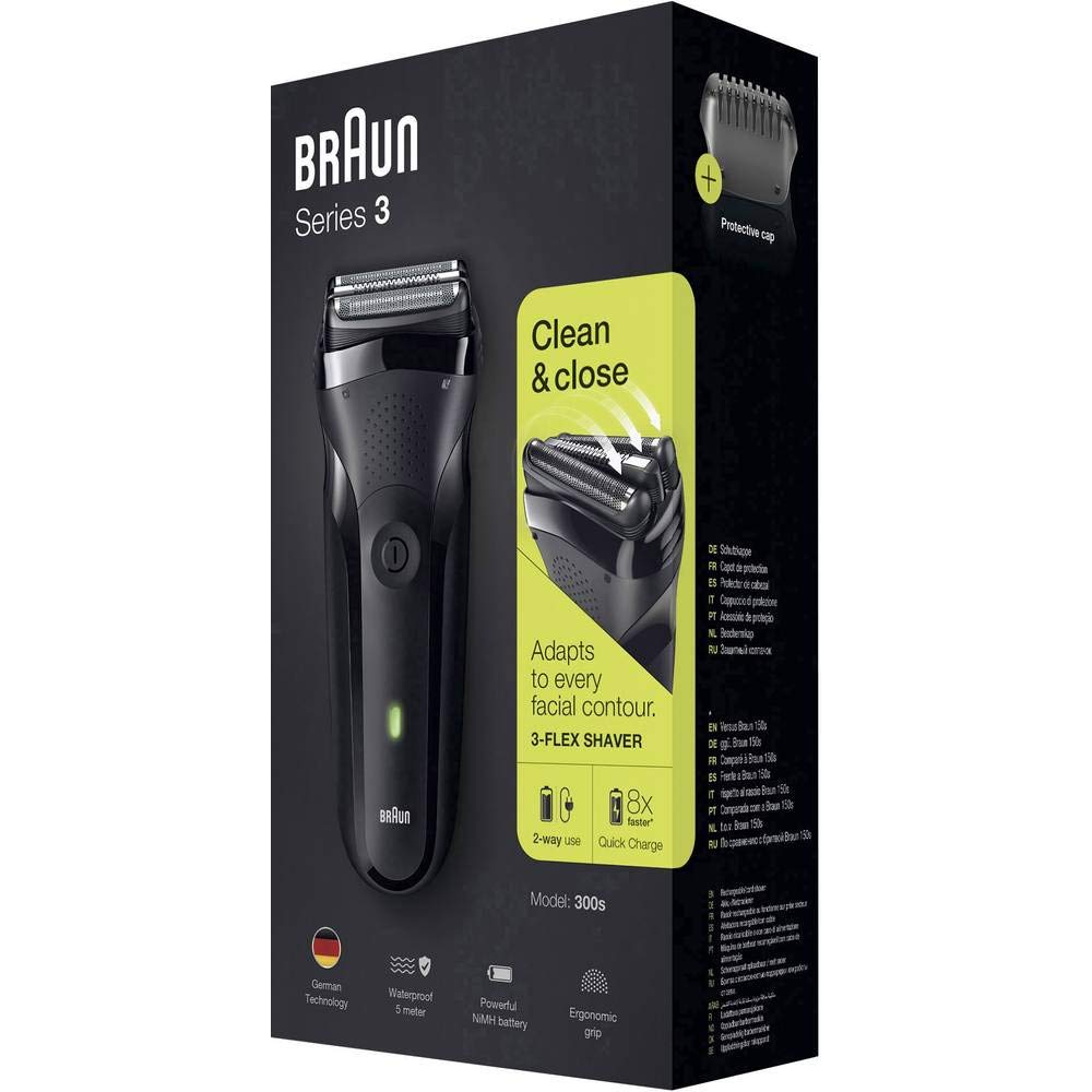 Braun Series 3 ProSkin Elektrorasierer mit Präzisionstrimmer, Rasierer Herren Elektrisch, elektrischer Rasierer, Wet&Dry, rasierapparat, trockenrasierer, Made in Germany, 3040s, schwarz/blau