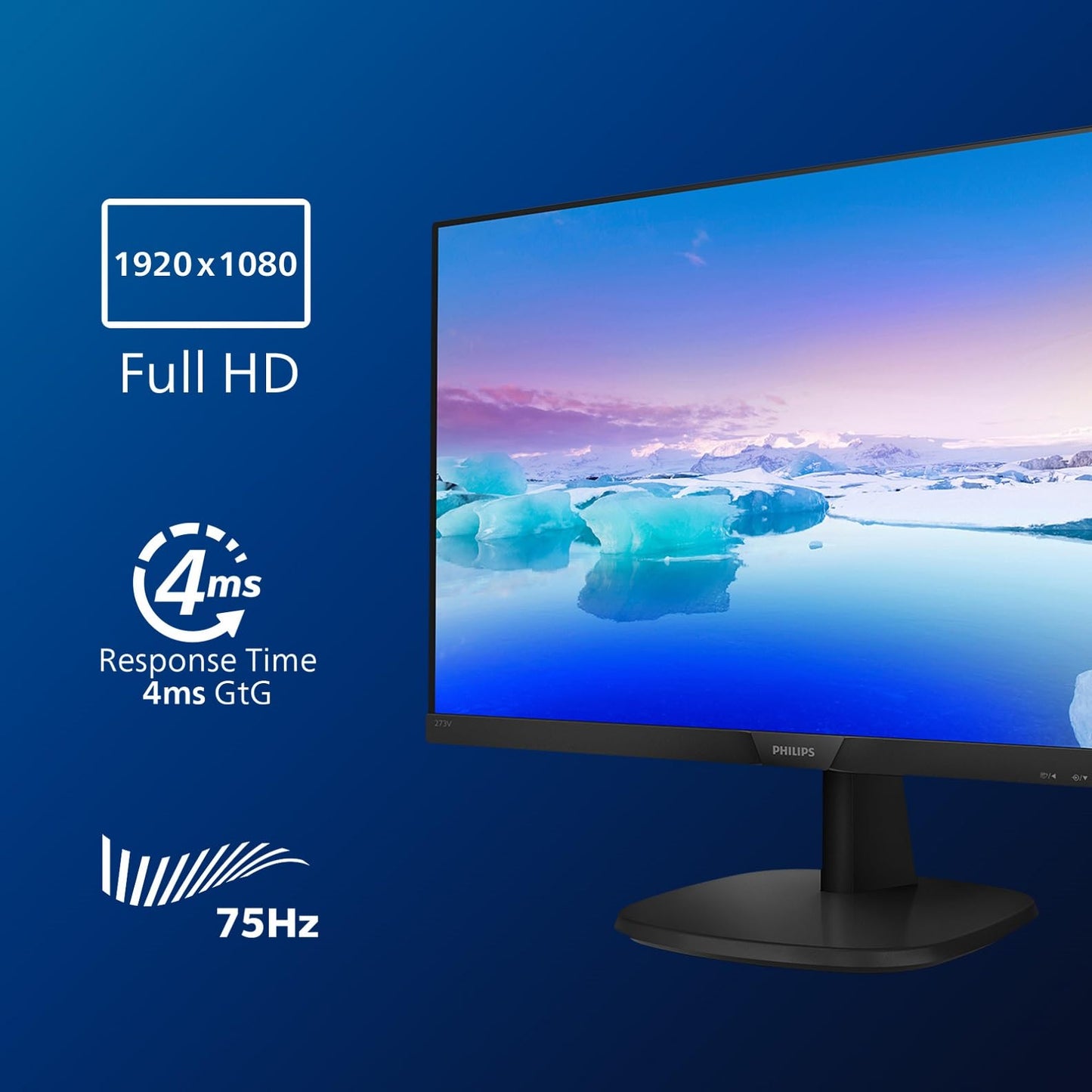 Philips 241V8L - 24 Inch FHD Monitor, AdaptiveSync (1920 x 1080, 75 Hz, VGA, HDMI) Black