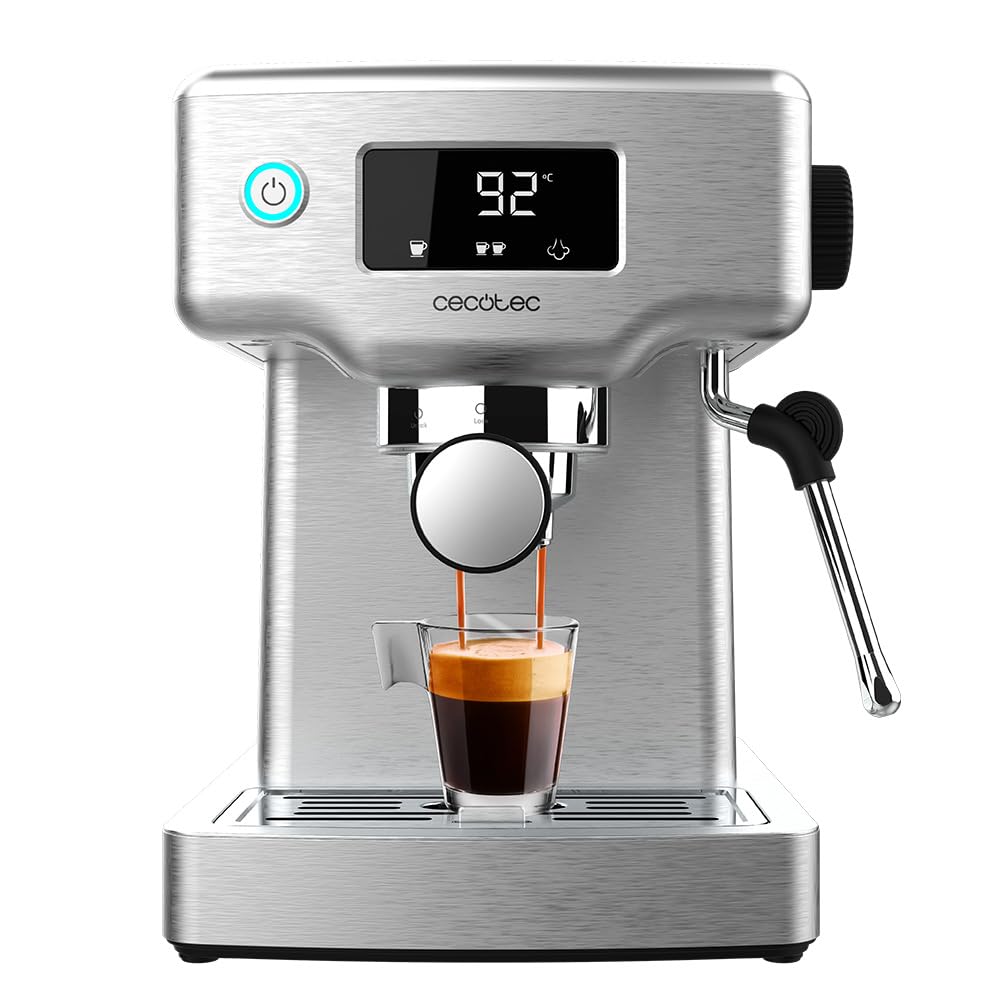 Cecotec Espressomaschine Barista Power Espresso 20 Barista Maestro, 2250 W, 20 Bar, Manometer und 2 Thermoblocks, Kaffeebohnenbehälter, 20-stufiges Mahlwerk, Dampfauslass