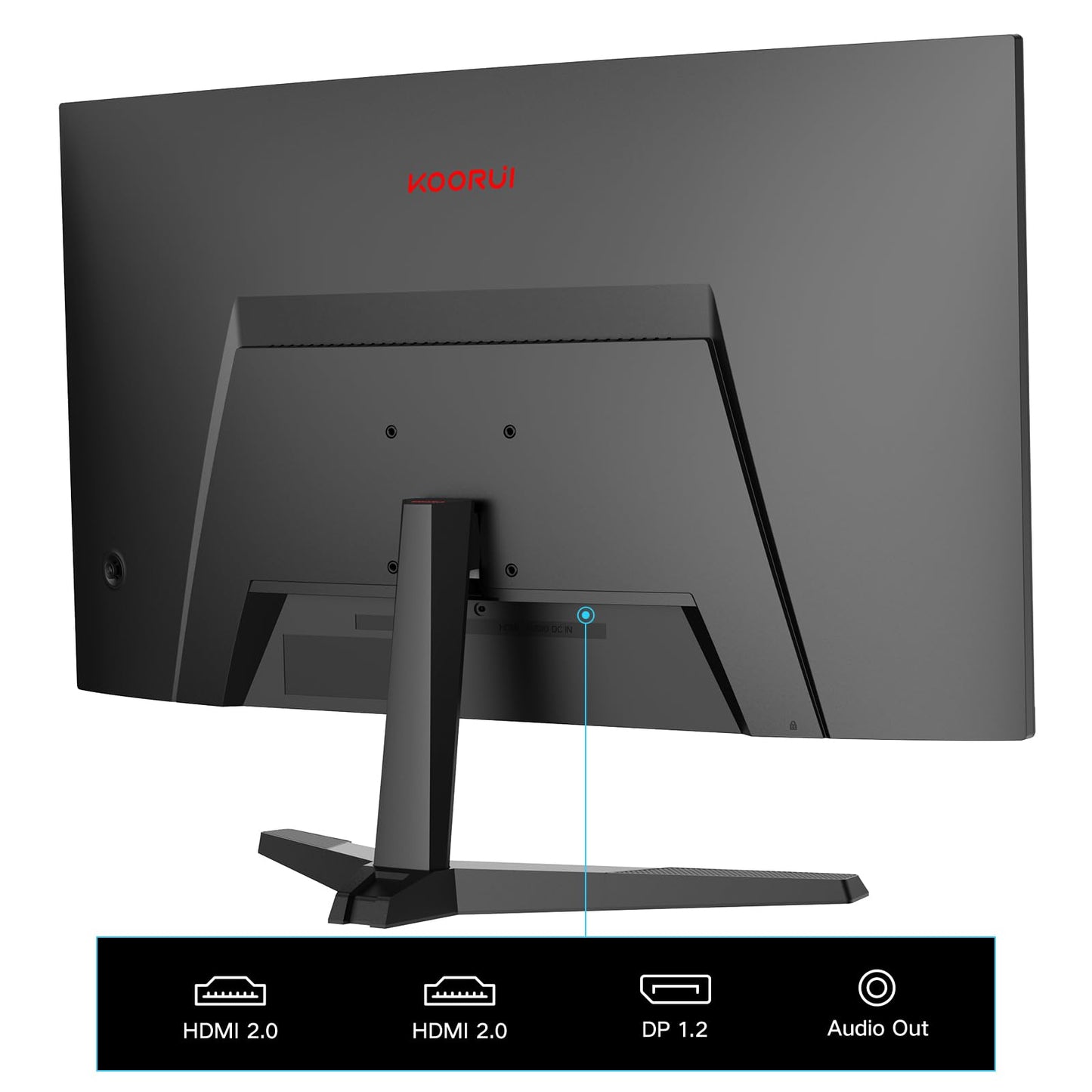 KOORUI 24 Zoll Curved Gaming Monitor, FHD 1080p, 1ms Reaktionszeit,180Hz Bildwiederholraten, HDMI 2.0/DP 1.2, 250cd/m² Helligkeit