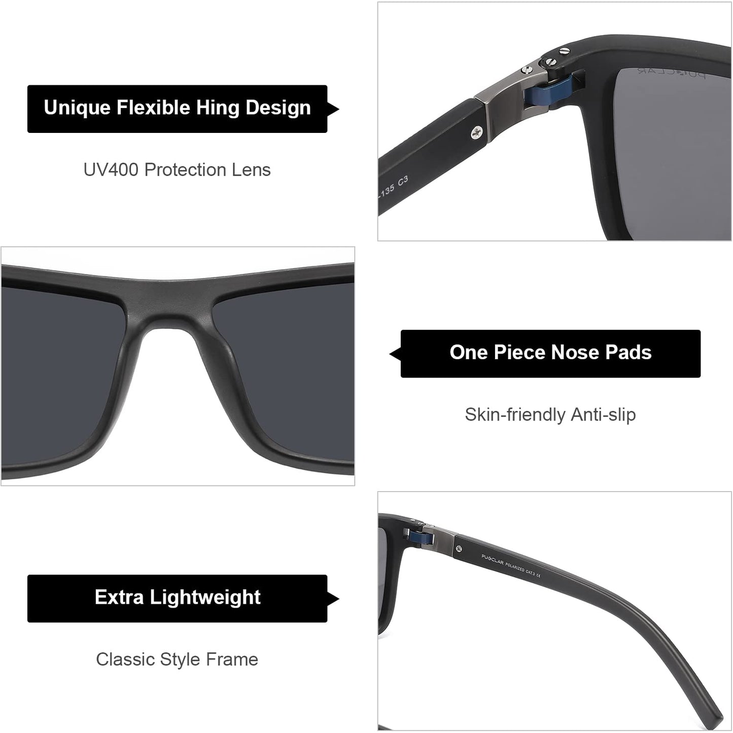 PUKCLAR Polarisierte Männer Sonnenbrille Sport Fahren Frauen Sonnenbrille Radfahren Laufen Fischen Brille TR90 Frame