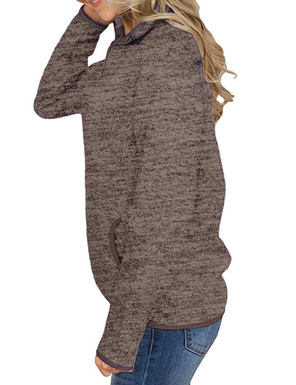 iWoo Women’s 1/4 Zip Pullover Sweatshirt – Casual Long Sleeve Top